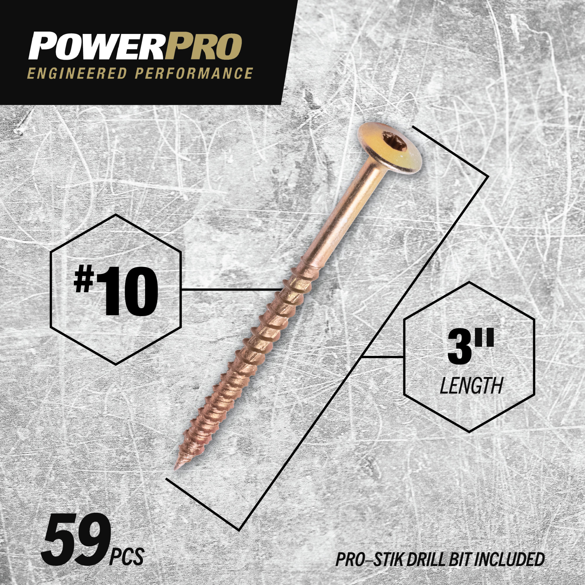 Power Pro ONE Wafer Interior Yellow Zinc Multi-Material Screws (#10 x 3 in.) - 59pc