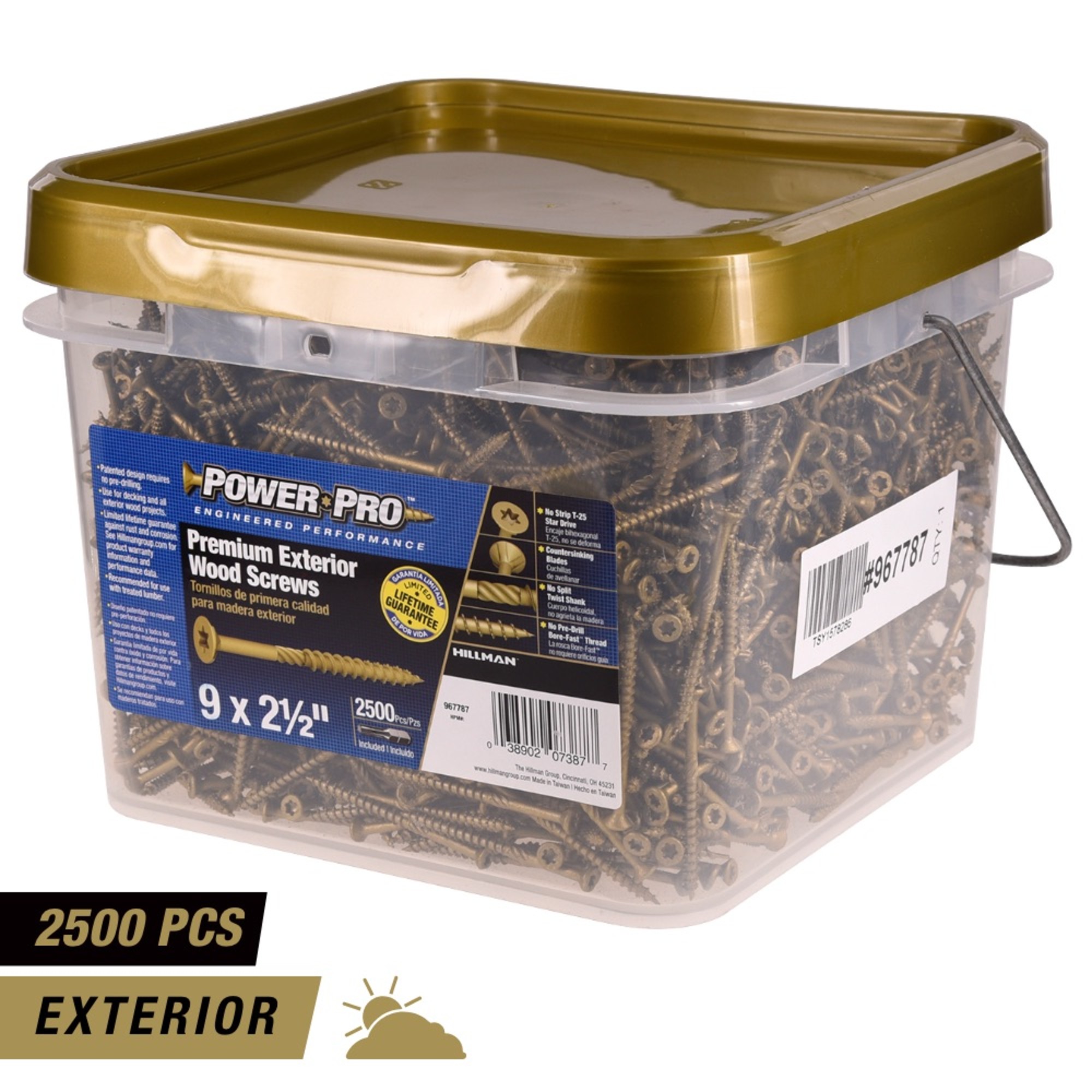 Power Pro Premium Bronze Exterior Wood Screws (#9 x 2-1/2 in.) - 2500 pc