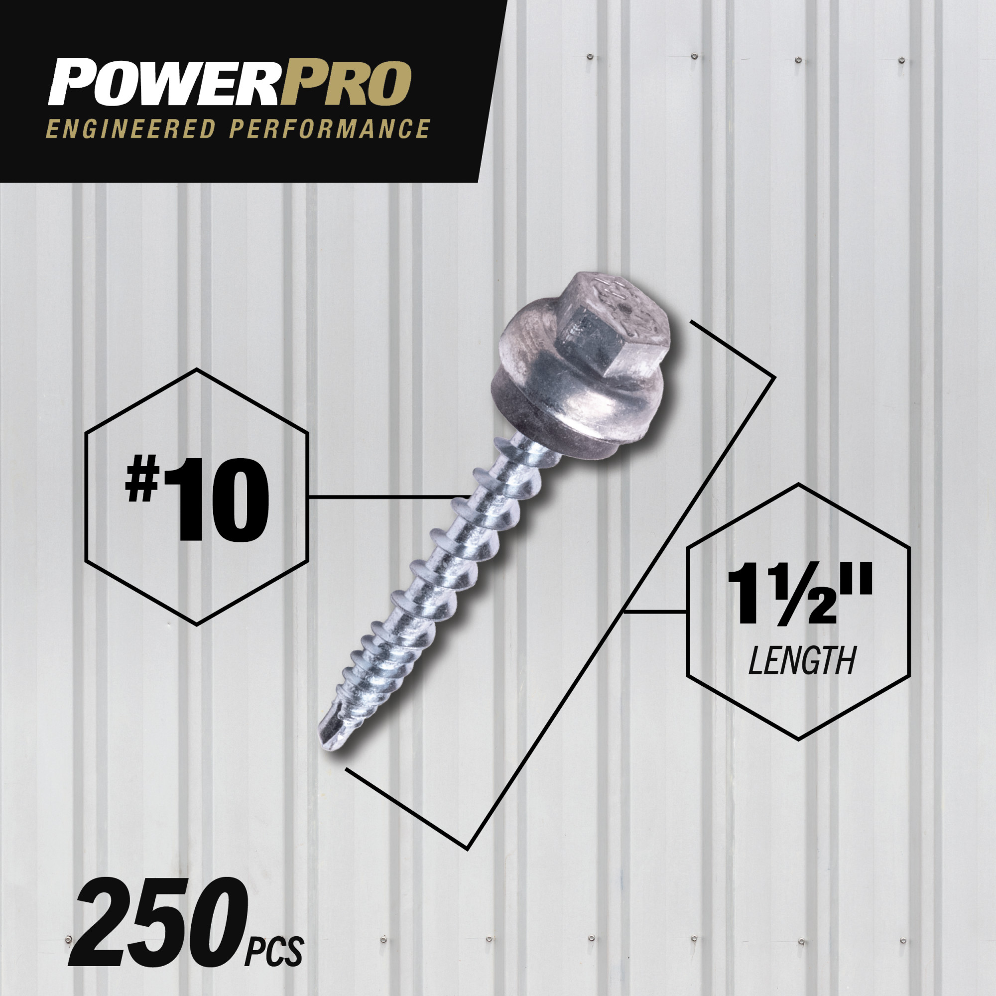 Power Pro Silver Self Drilling Metal-to-Wood Roofing Screws (#10 x 1-1/2 in.)-250pc