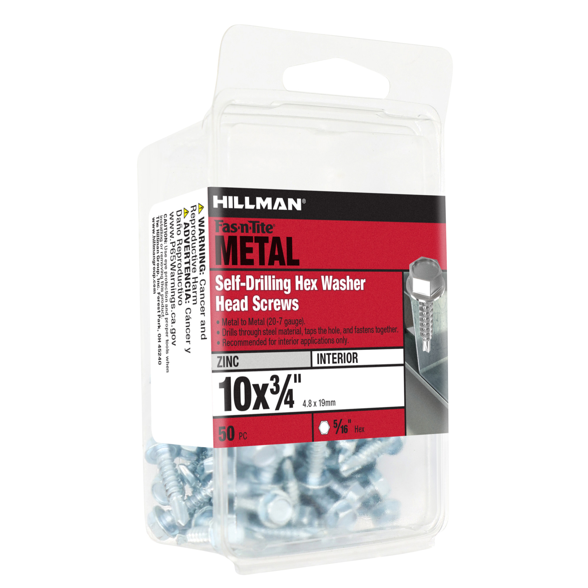 Hillman Zinc Hex Washer Head Self Drilling Screws (#10-16 x 3/4 in.)