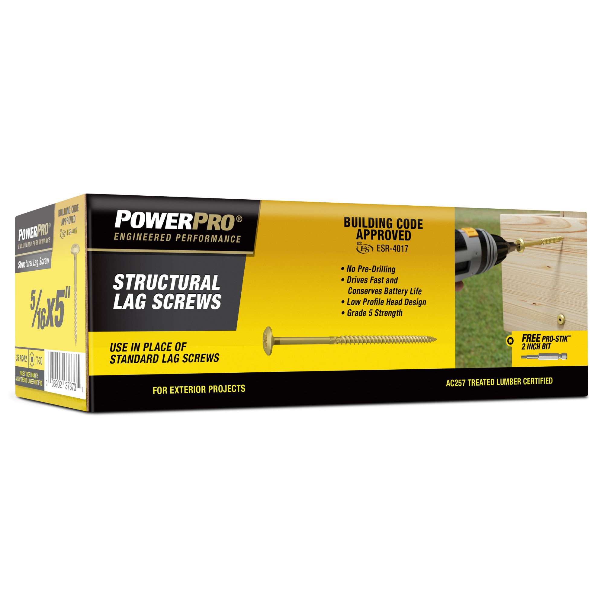 Power Pro Bronze Structural Lag Screws (5/16 in. x 5 in.) - 36 pc