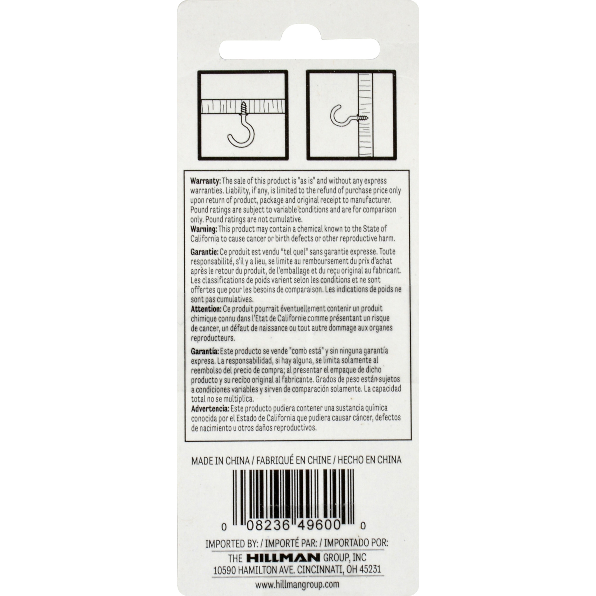 Hillman Safety Cup Hooks Brass (1-1/4 in.) 1lb 3 Pack