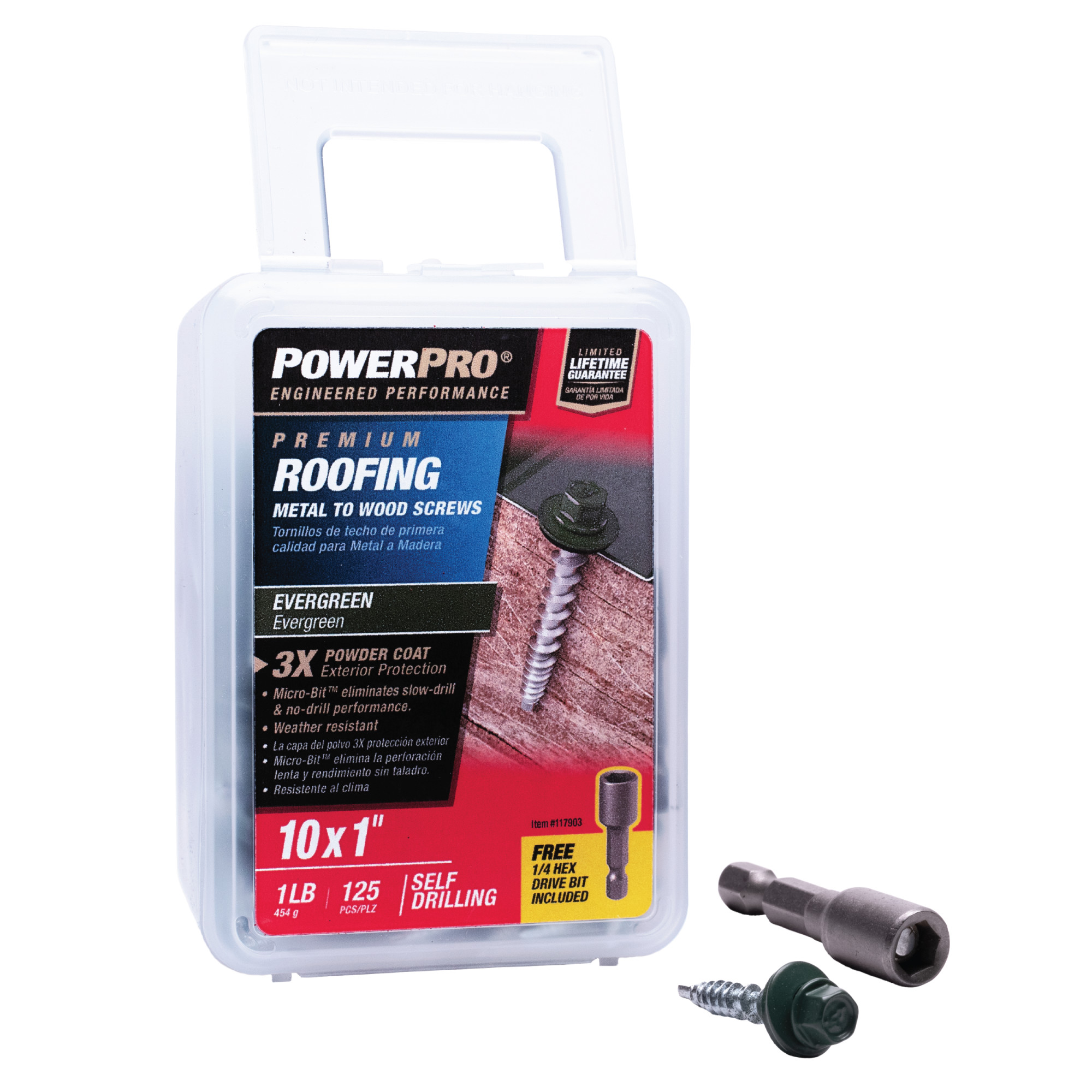 Power Pro Green Self Drilling Metal-to-Wood Roofing Screws (#10 x 1 in.) - 125 pc