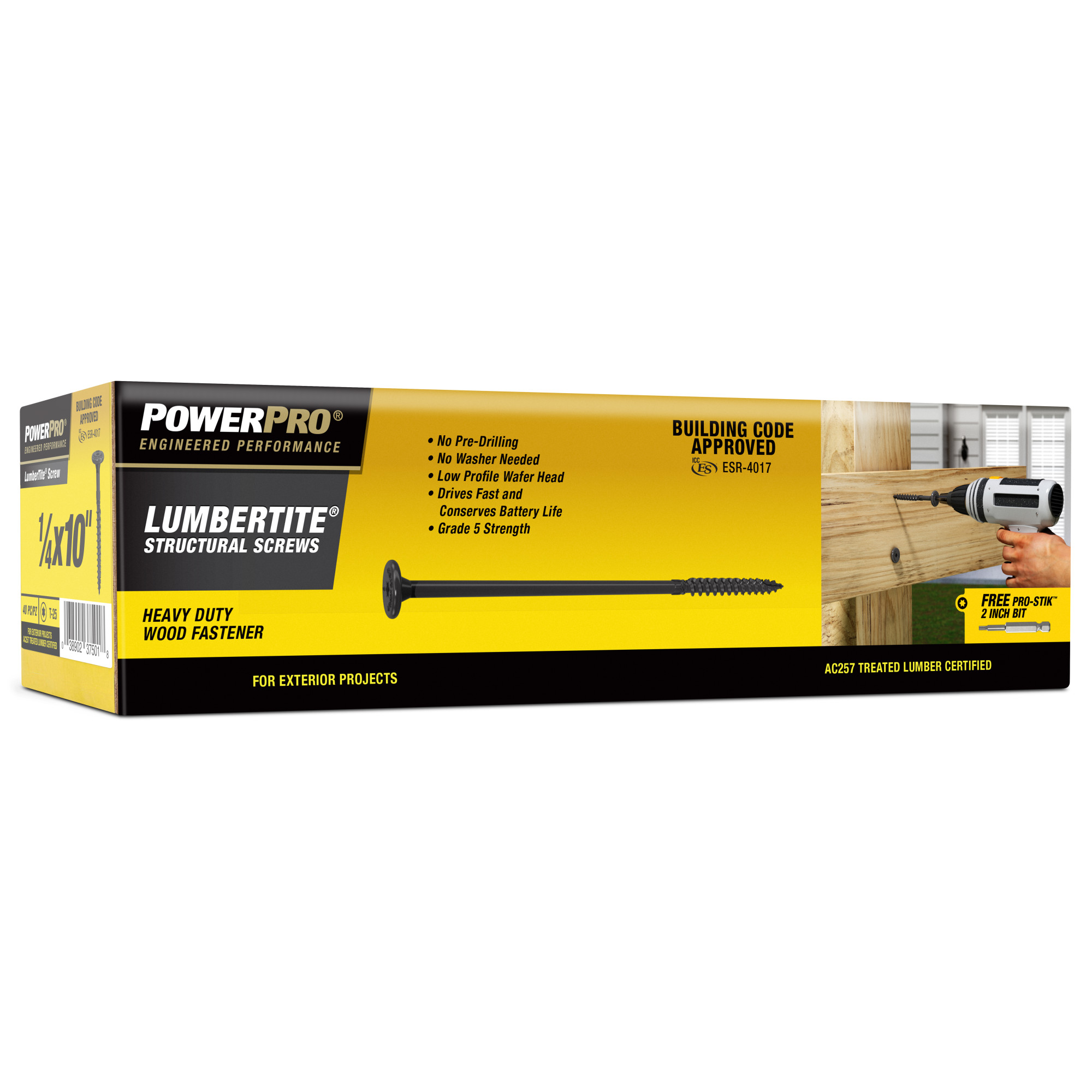 Power Pro Black Lumber-Tite Structural Screws (1/4 in. x 10 in.) - 40 pc