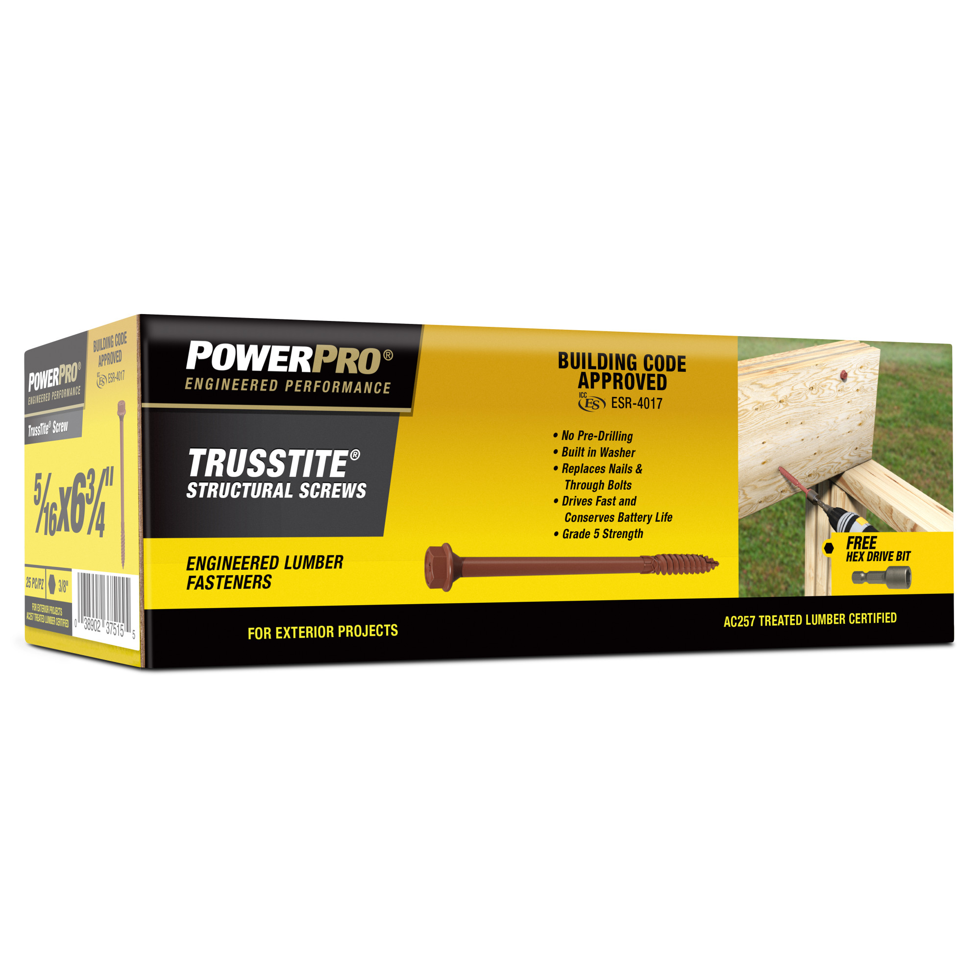 Power Pro TrussTite Structural Screws (5/16 in. x 6-3/4 in.) - 25 pc