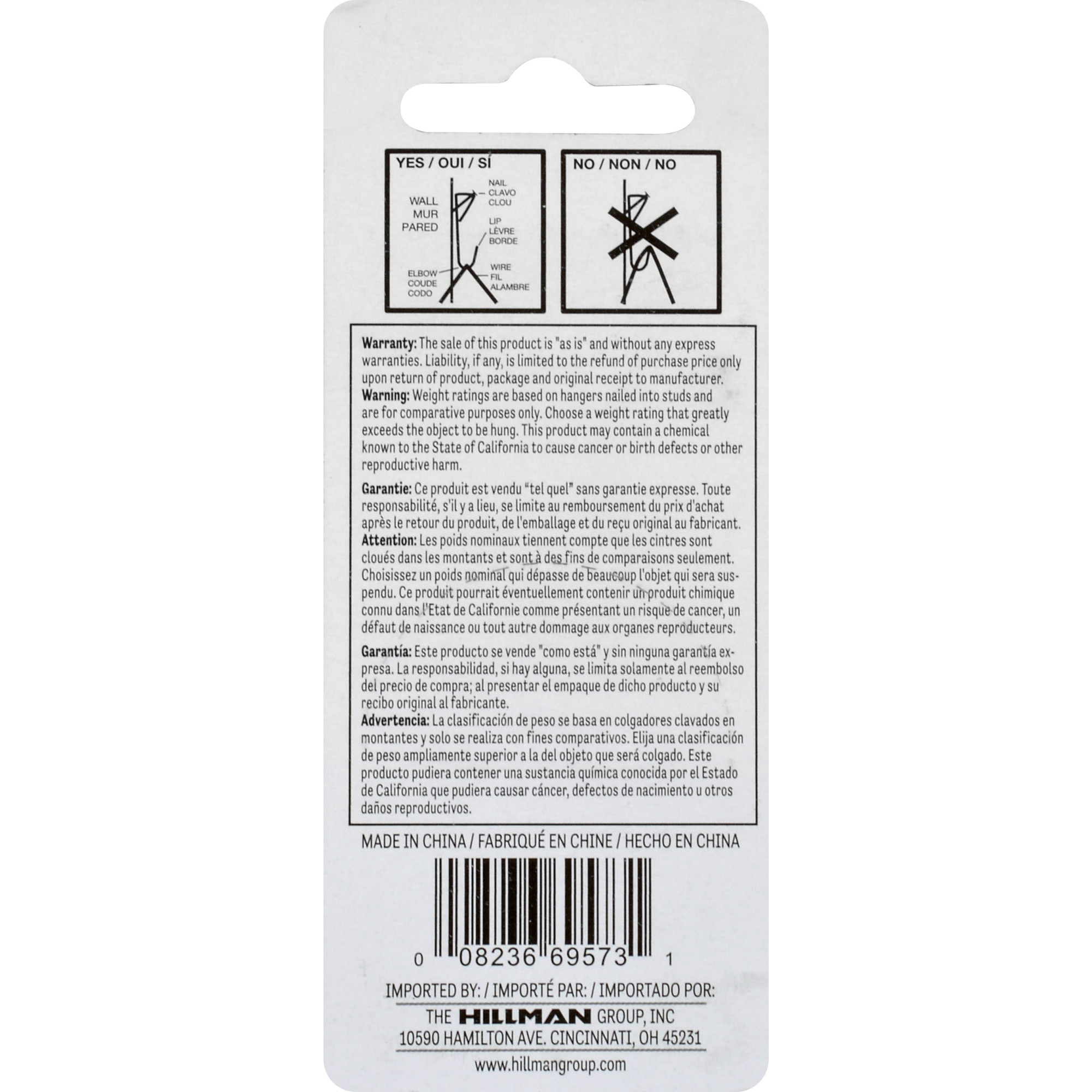 Hillman Conventional Picture Hangers Brass 50lb 3 Pack