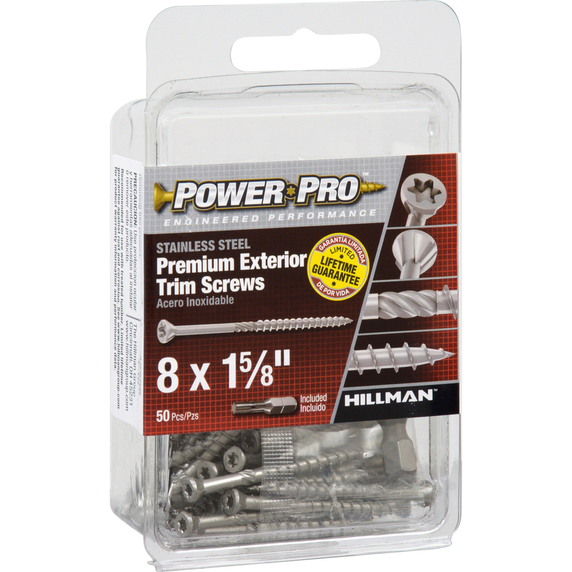 Power Pro Premium 305 Stainless Steel Trim Screws (#8 x 1-5/8 in.) - 50 pc