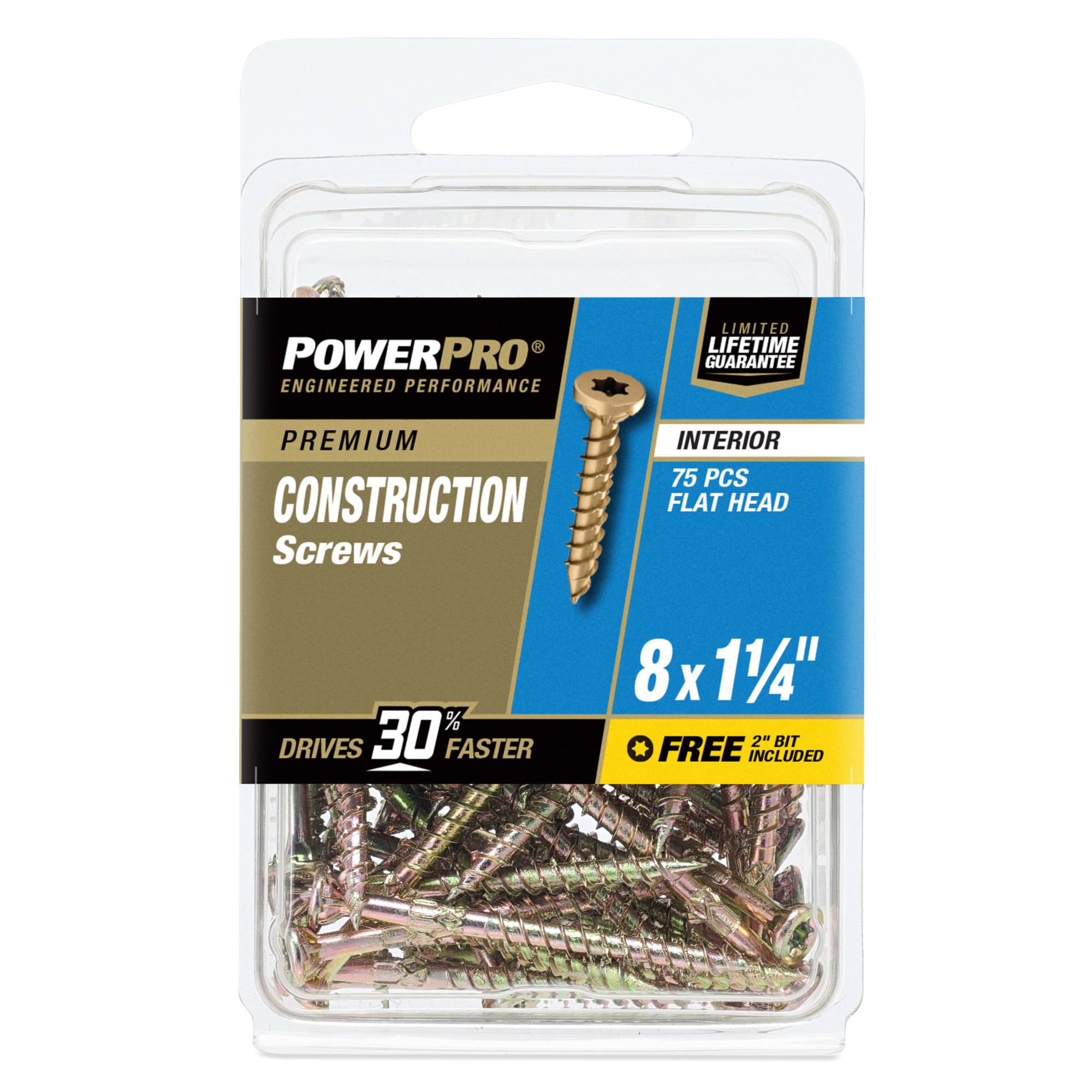 Power Pro Premium Interior Construction Screws (#8 x 1-1/4 in.) - 75 pc