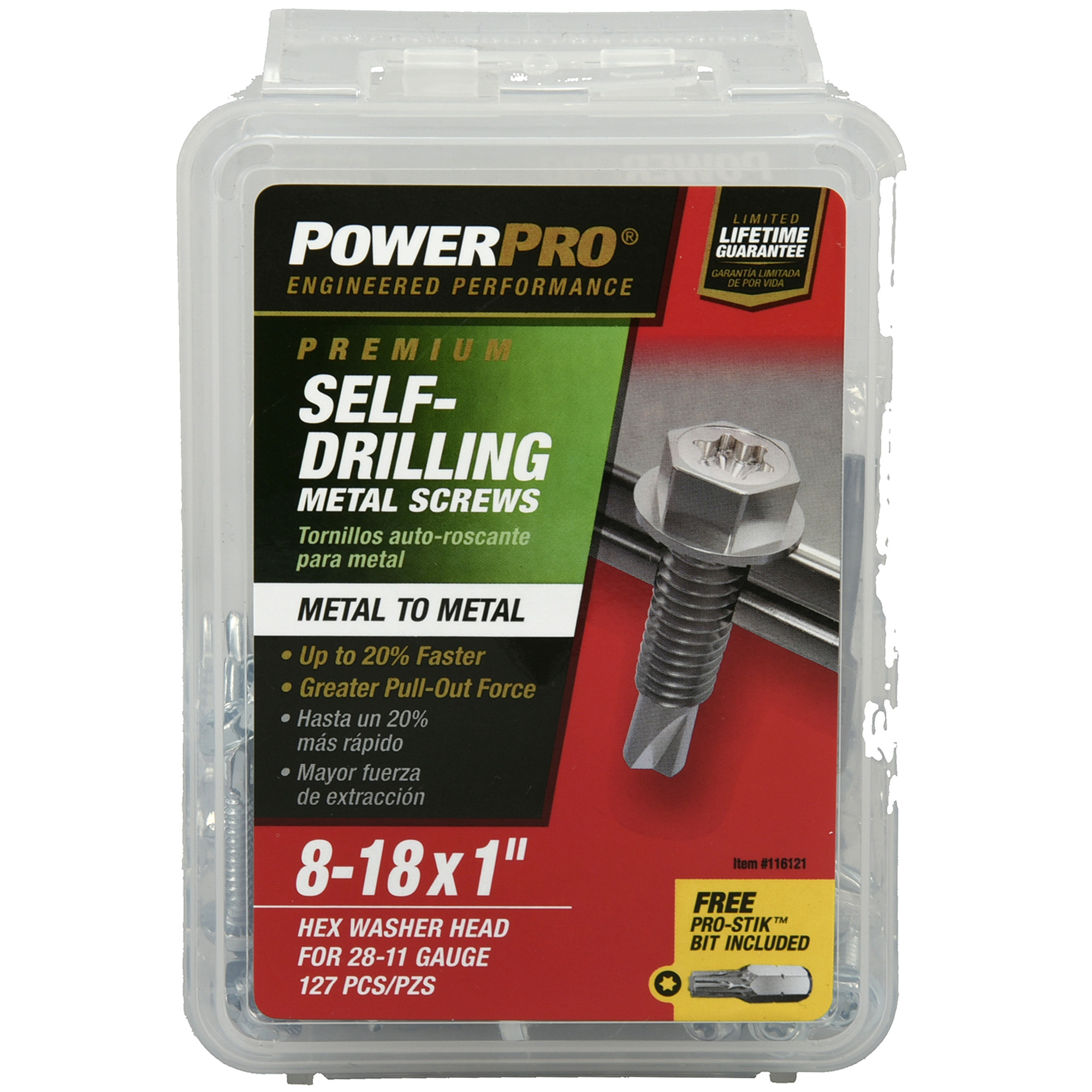 Power Pro Premium Hex Zinc Sheet Metal Self-Drilling Screws (#8-32 x 1 in.) - 127pc