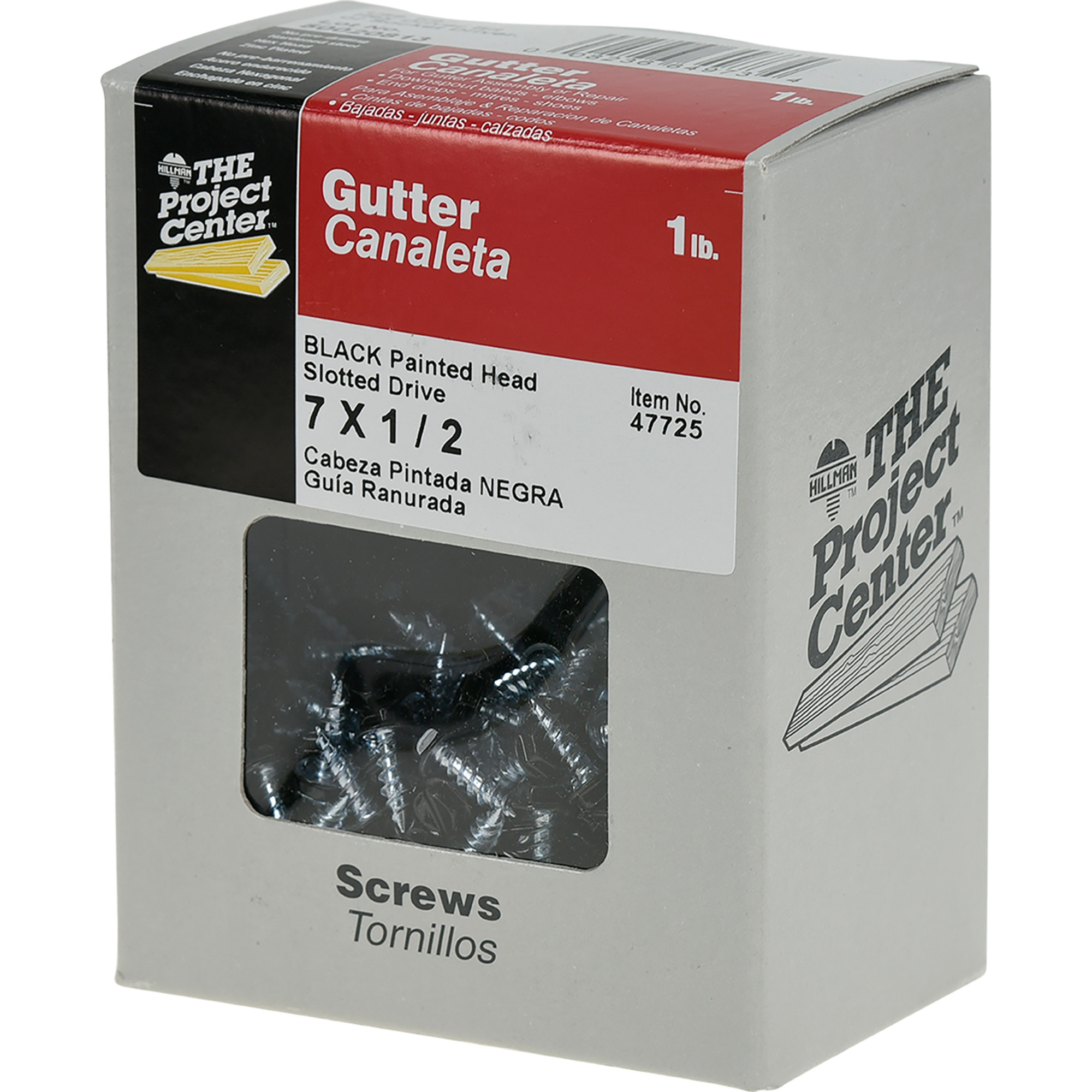 Hillman Black Slotted Hex Painted-Head Gutter Assembly Screws (#7 x 1/2 in.) - 1lb Box