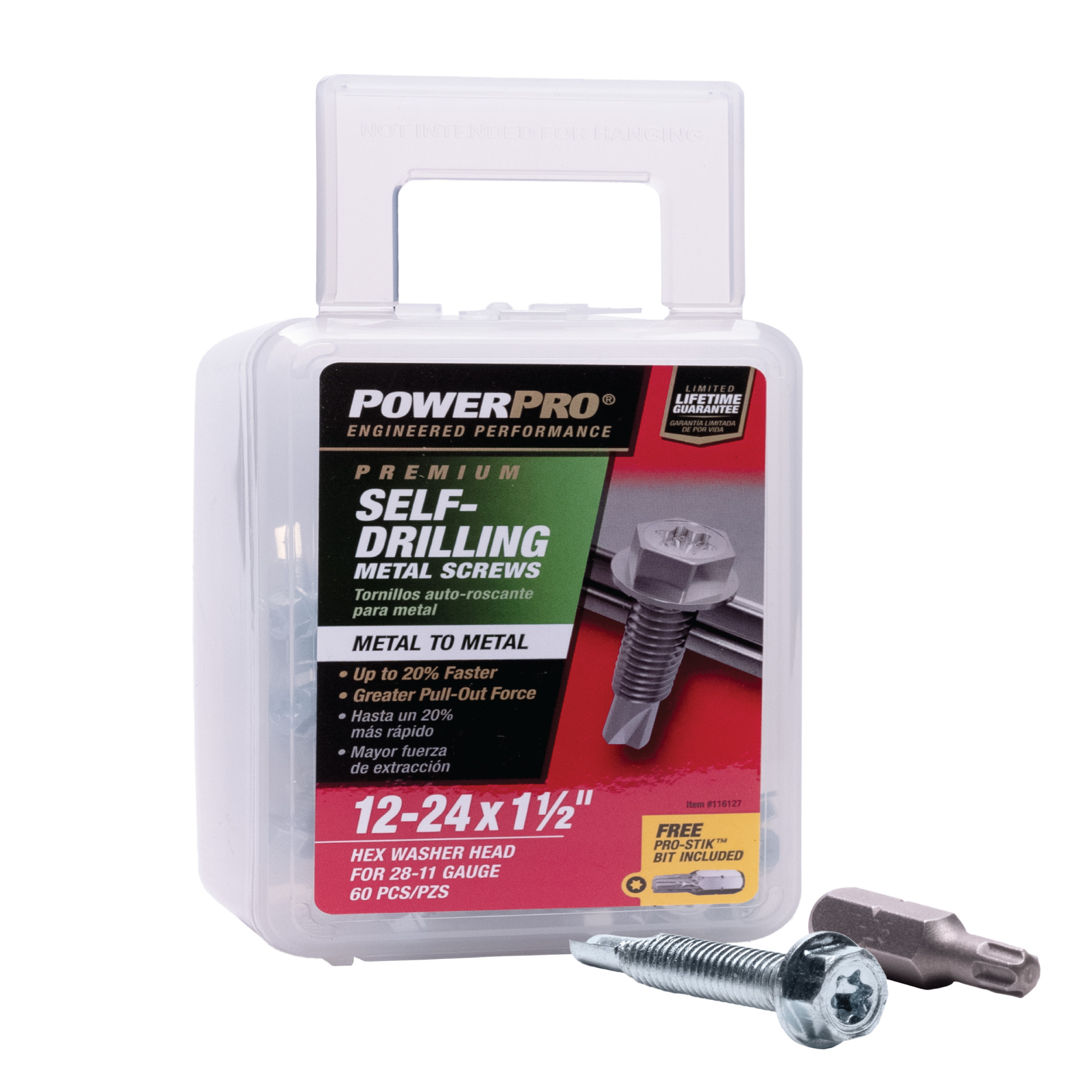 Power Pro Premium Hex Zinc Sheet Metal Self-Drilling Screws (#12-24x1-1/2 in.)-60pc