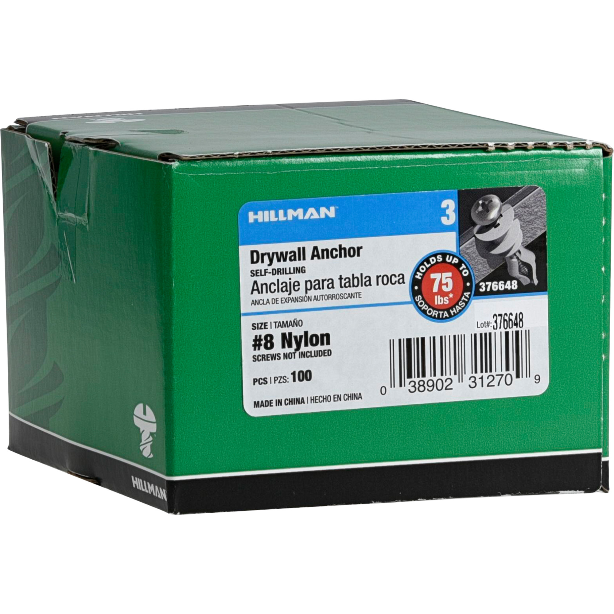 Hillman Nylon Self Drilling Drywall Anchor (#8) - 100 pc