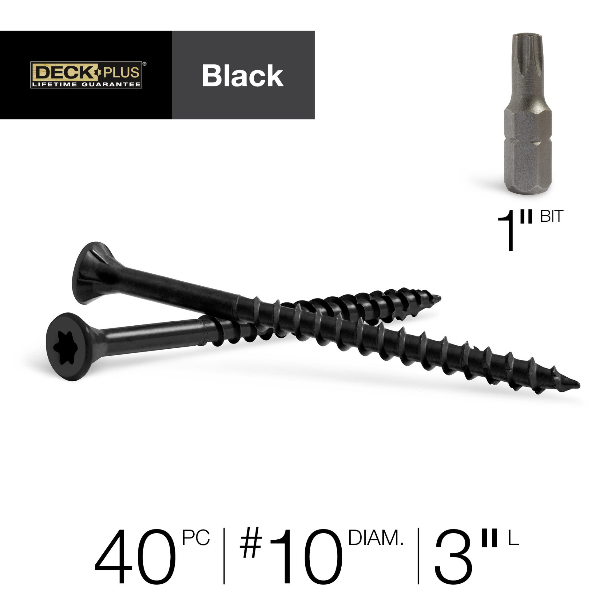 Deck Plus Black Deck Screws (#10 x 3 in.)