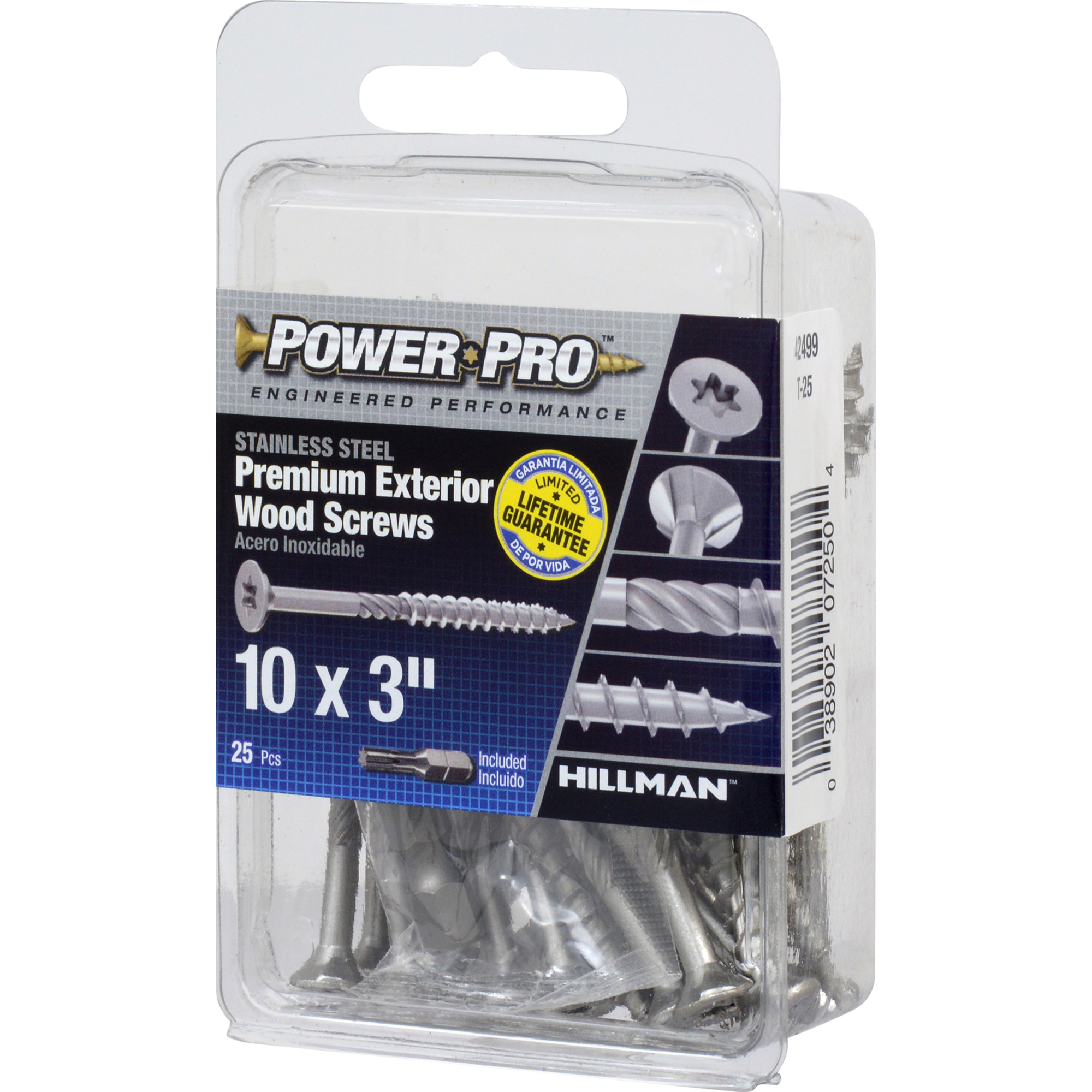 Power Pro Premium 305 Stainless Steel Wood Screws (#10 x 3 in.) - 25 pc