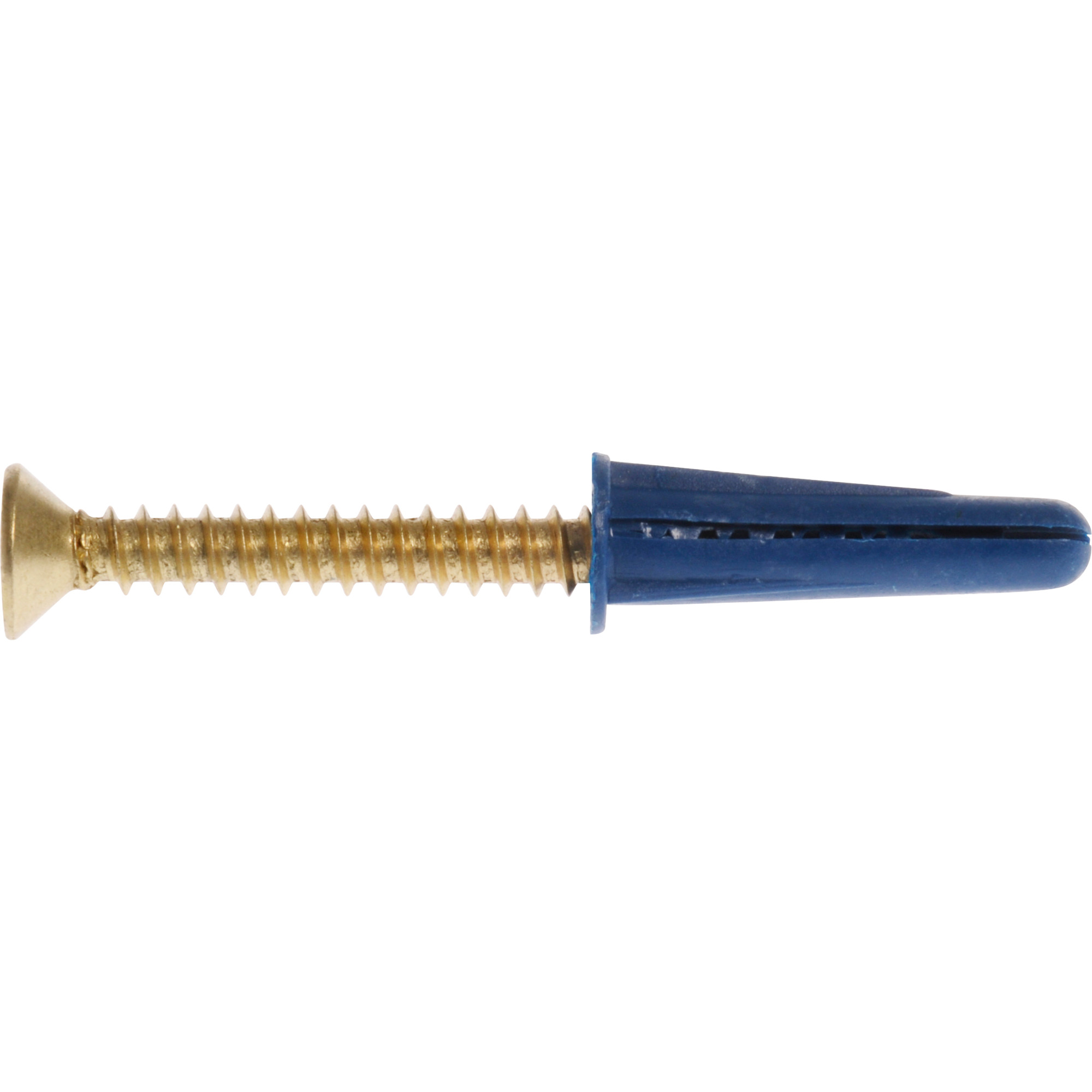 Hillman Blue Conical Plastic Anchor w/ Brass Screws (#10-12 x 1 in.) - 4 pc