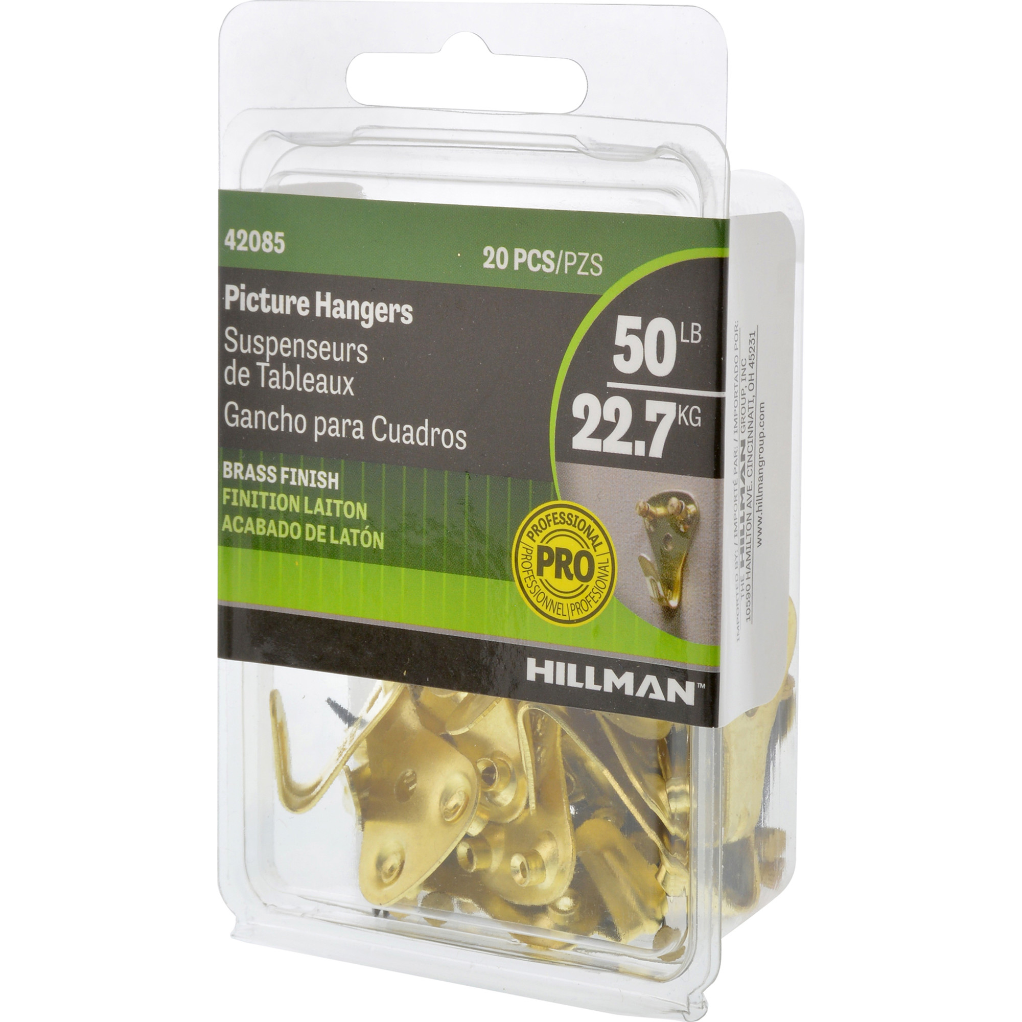 Hillman Professional Picture Hangers Brass 50lb 20 Pack