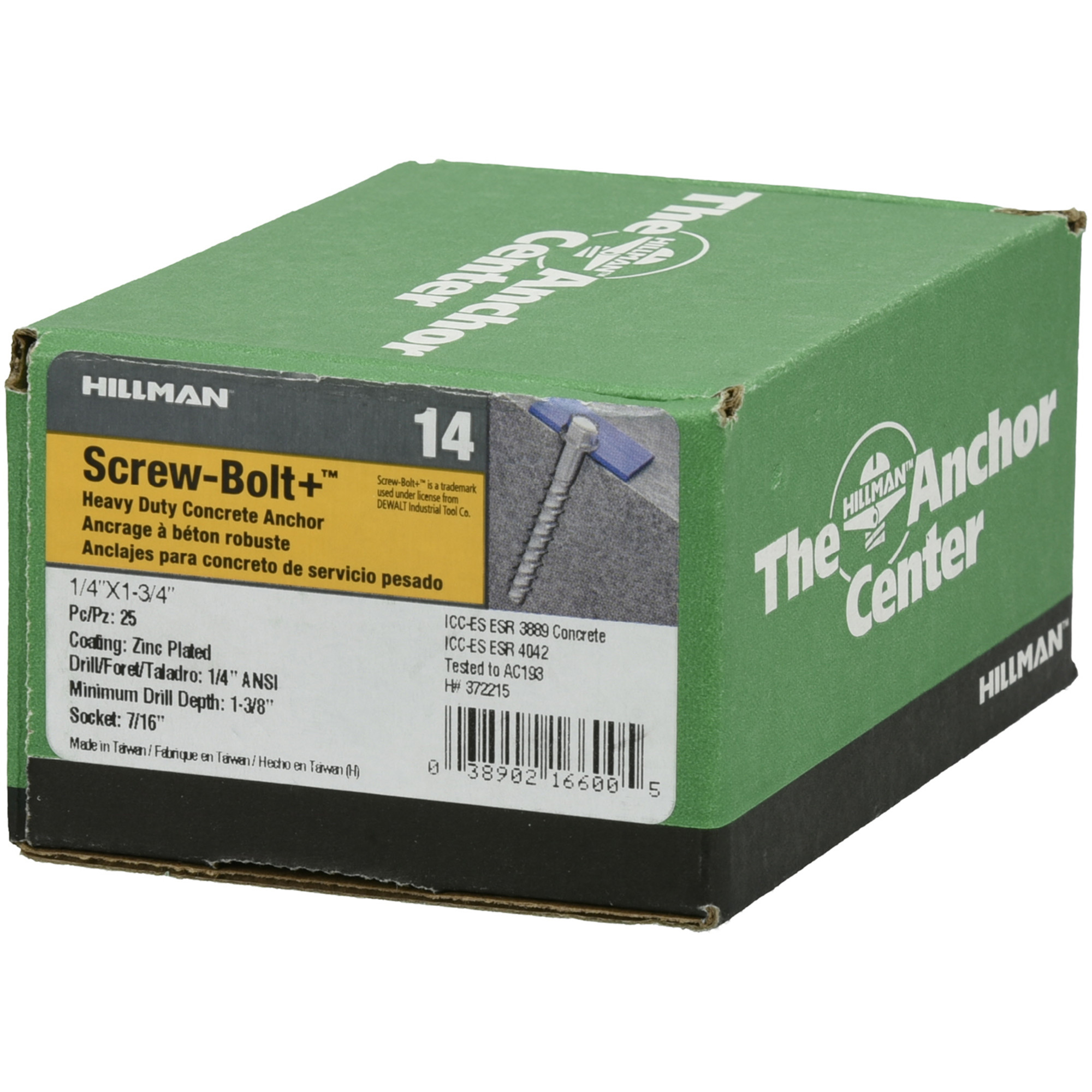 Hillman Screw-Bolt+ Anchor (1/4 in. x 1-3/4 in.) - 25 pc