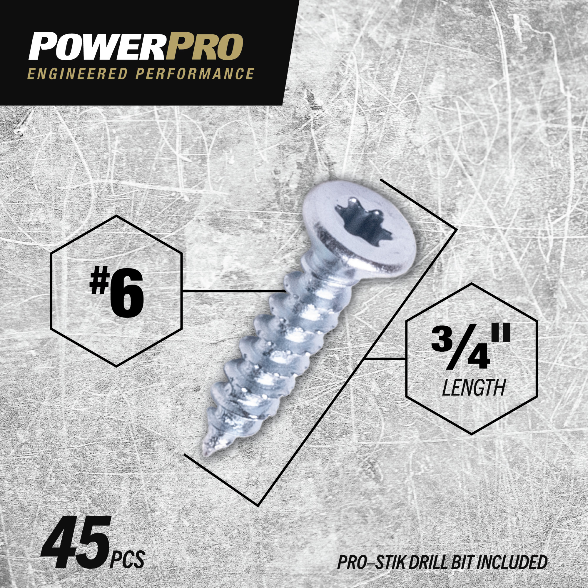 Power Pro ONE Flat Interior Zinc Multi-Material Screws (#6 x 3/4 in.) - 45 pc