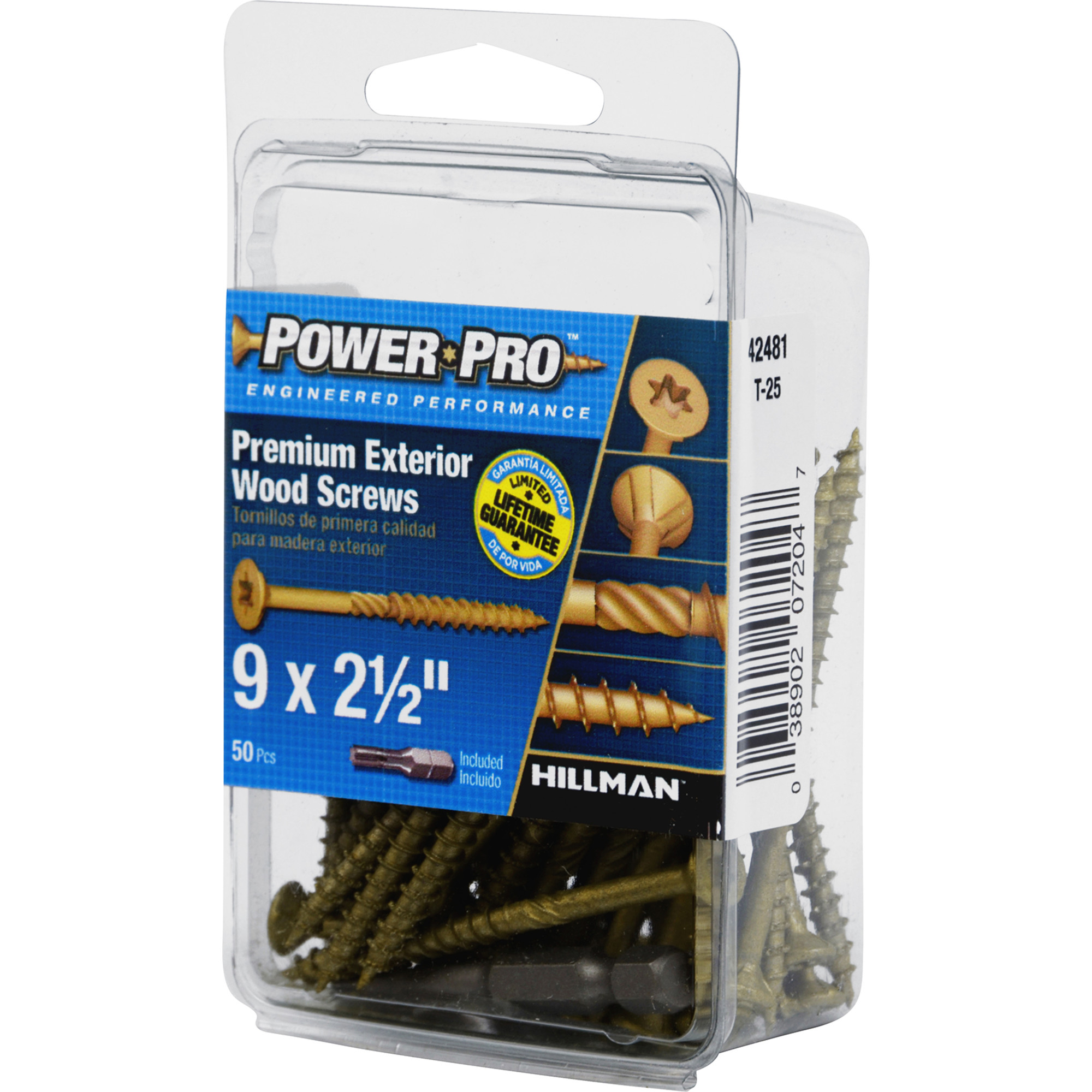 Power Pro Premium Bronze Exterior Wood Screws (#9 x 2-1/2 in.) - 50 pc