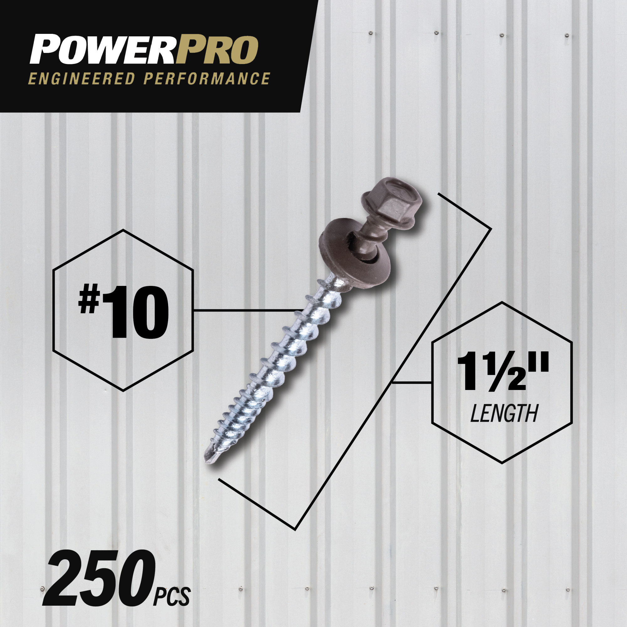 Power Pro Bronze Self Drilling Metal-to-Wood Roofing Screws (#10 x 1-1/2 in.)-250pc