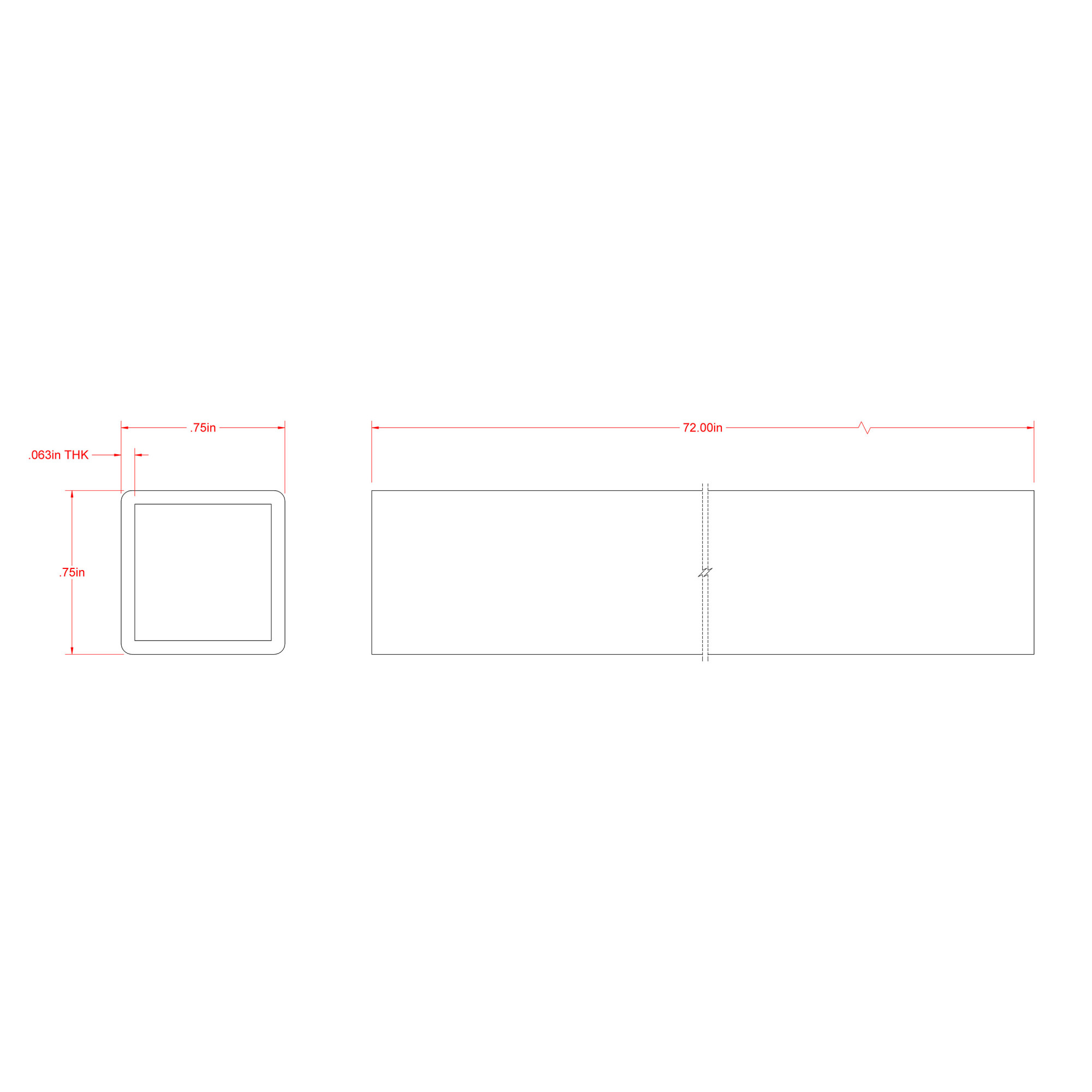 SteelWorks Weldable Hot-Rolled Steel Square Tube (3/4 in. x 6 ft.)