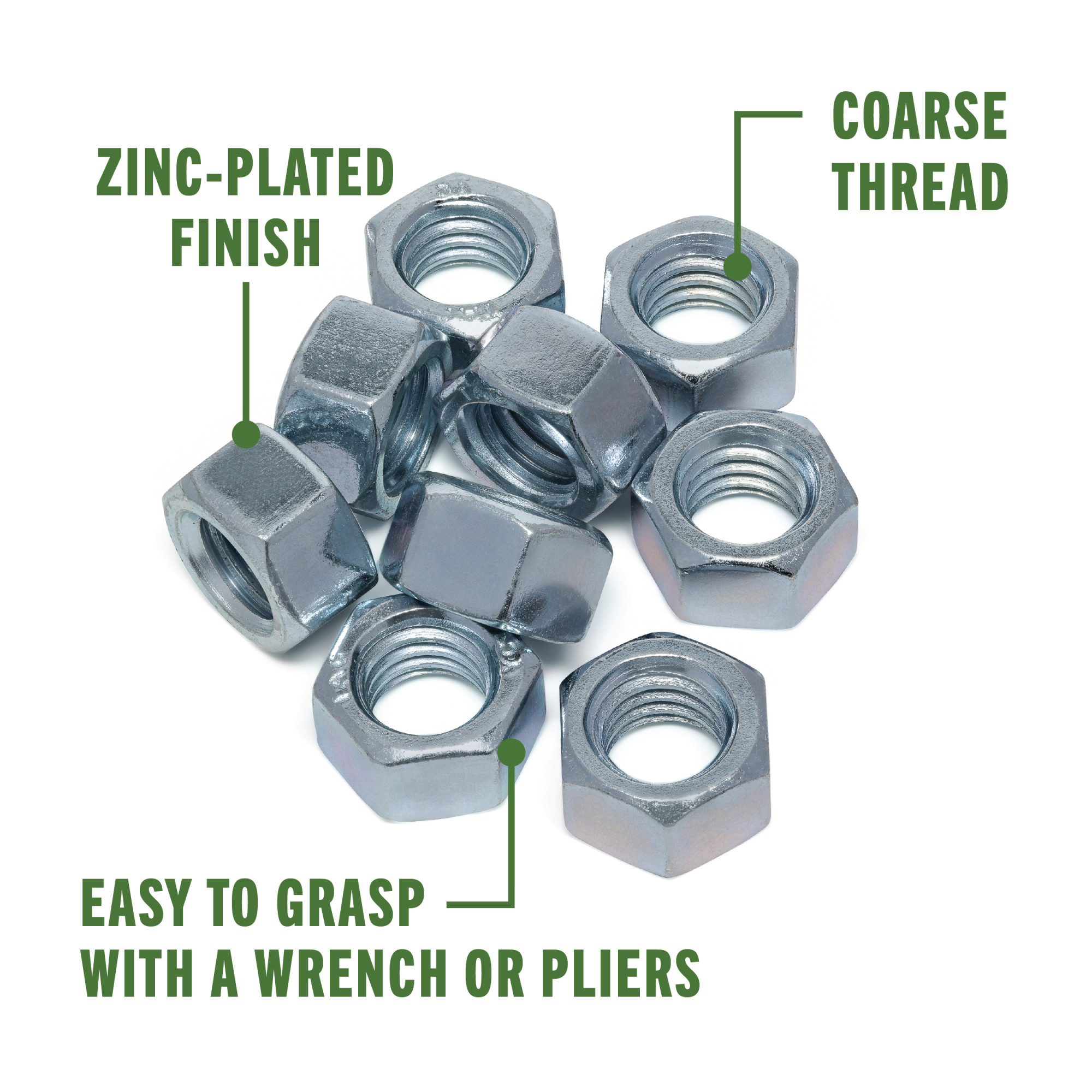 Hillman Coarse Thread Hex Nuts 3/8 in.-16