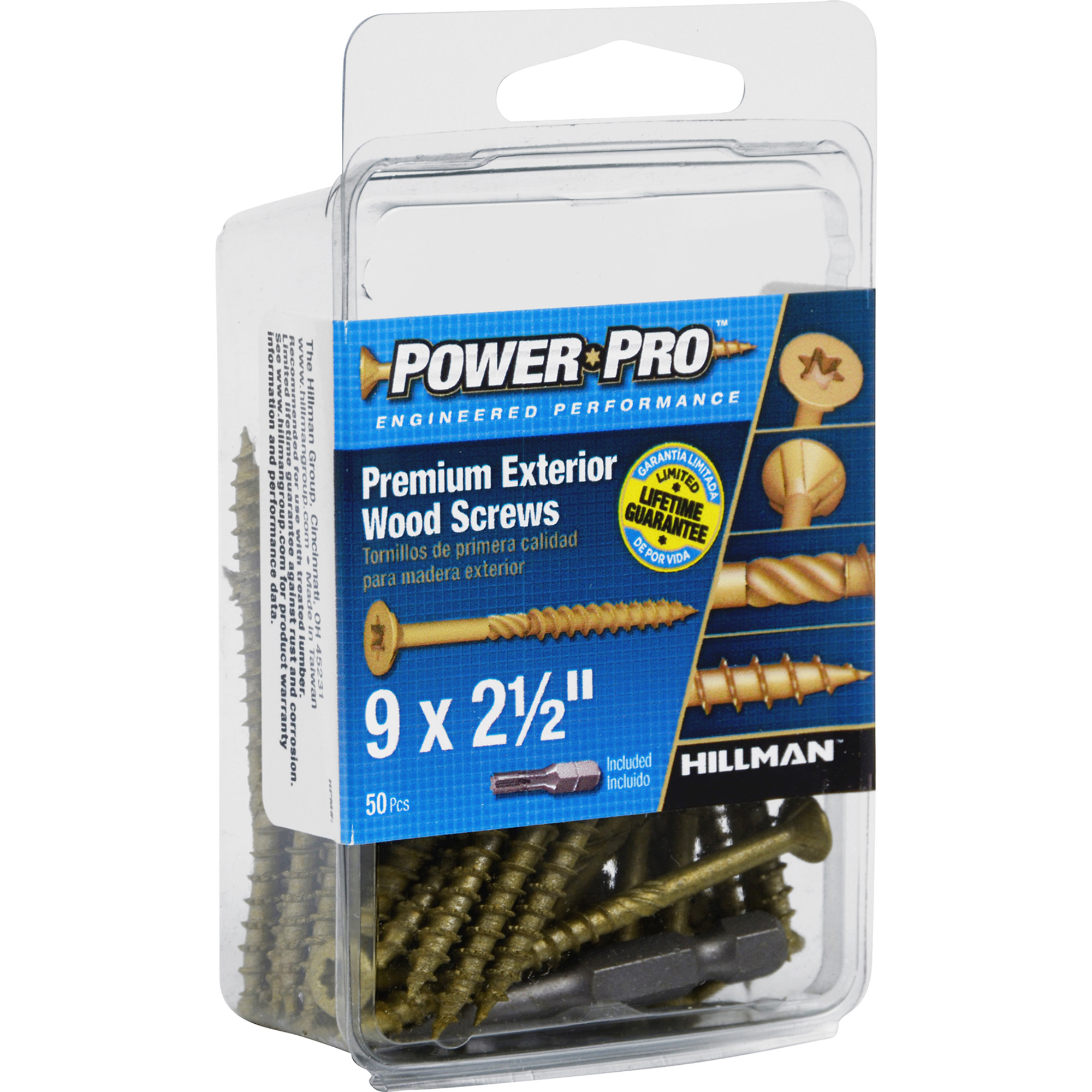 Power Pro Premium Bronze Exterior Wood Screws (#9 x 2-1/2 in.) - 50 pc
