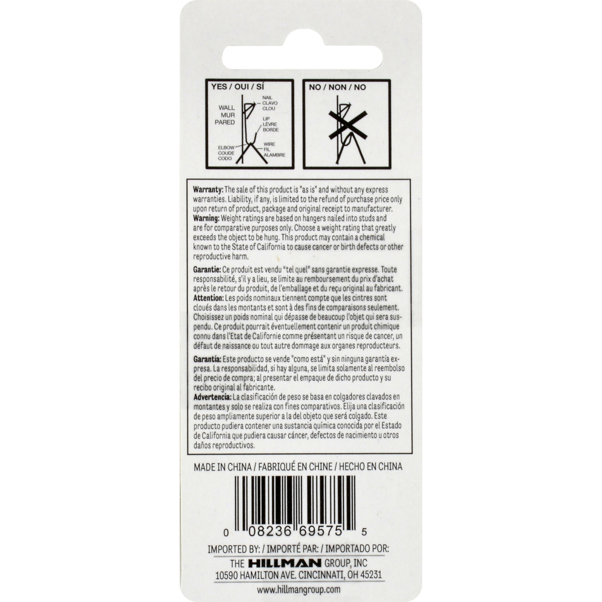 Hillman Conventional Picture Hangers Brass 30lb 6 Pack