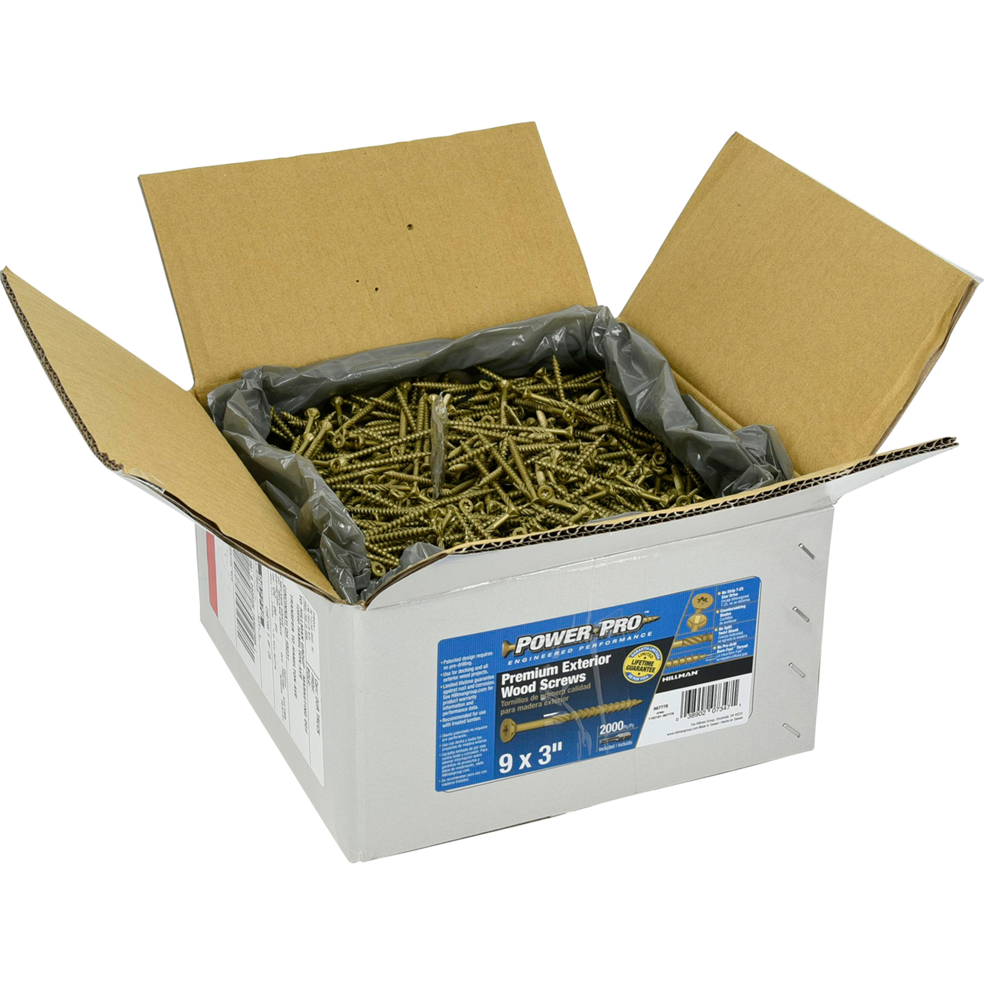 Power Pro Premium Bronze Exterior Wood Screws (#9 x 3 in.) - 2000 pc