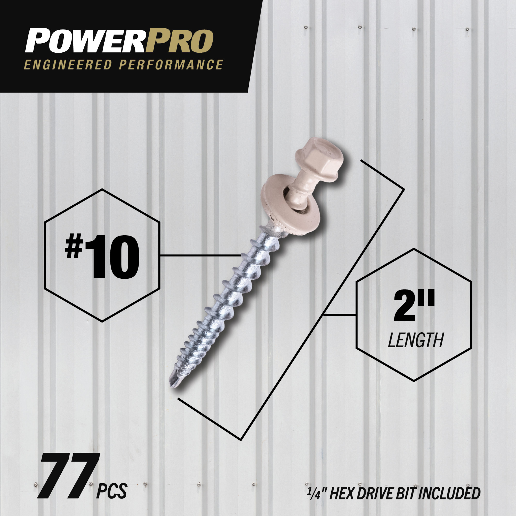 Power Pro Ivory Self Drilling Metal-to-Wood Roofing Screws (#10 x 2 in.) - 77 pc