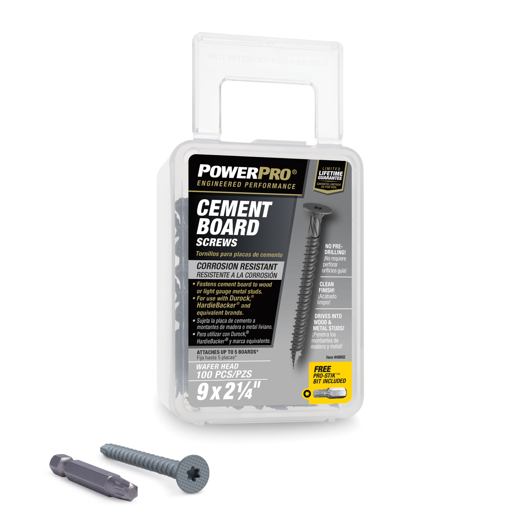 Power Pro Gray Wafer-Head Cement Board Screws (#9 x 2-1/4 in.) - 100 pc