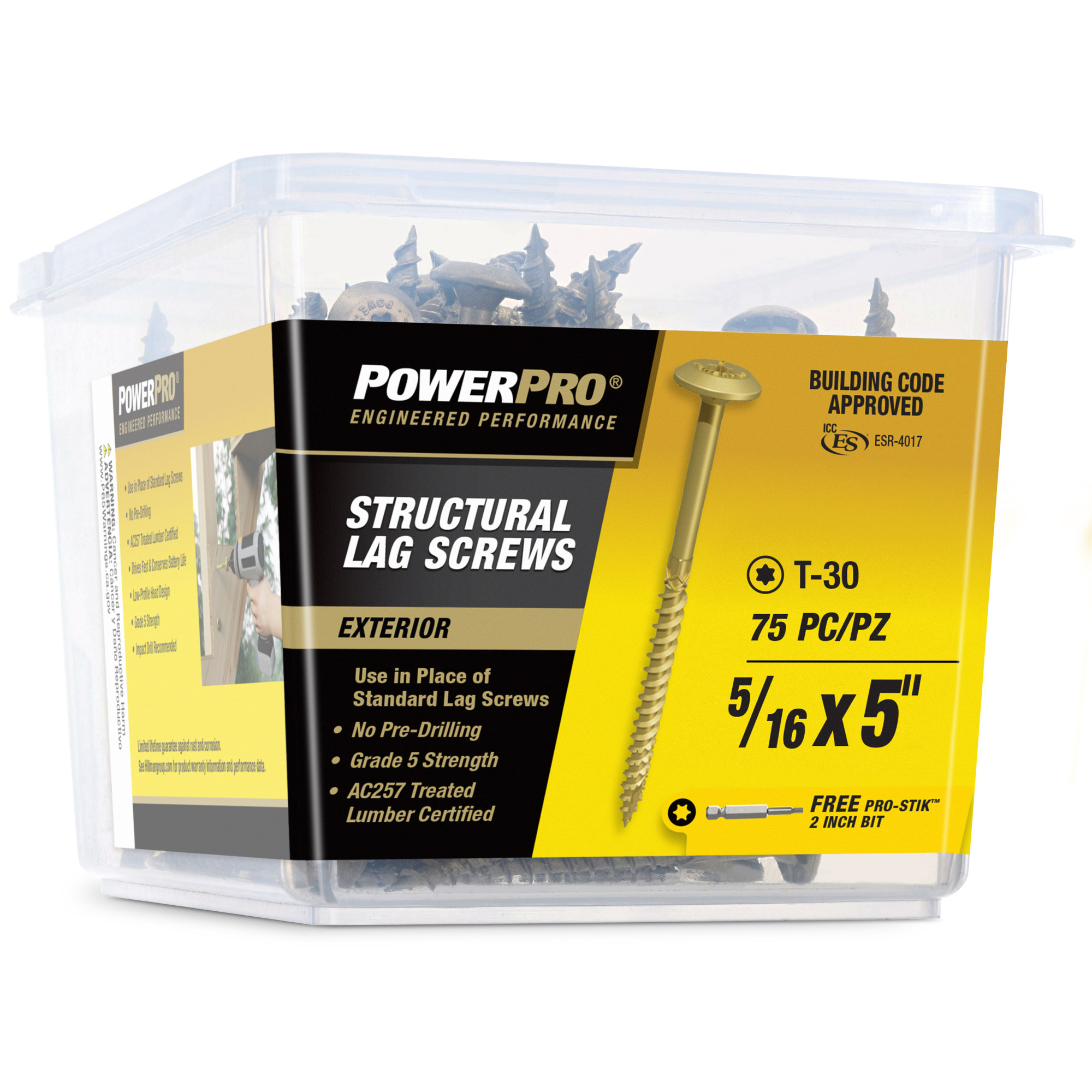 Power Pro Bronze Structural Lag Screws (5/16 in. x 5 in.) - 75 pc