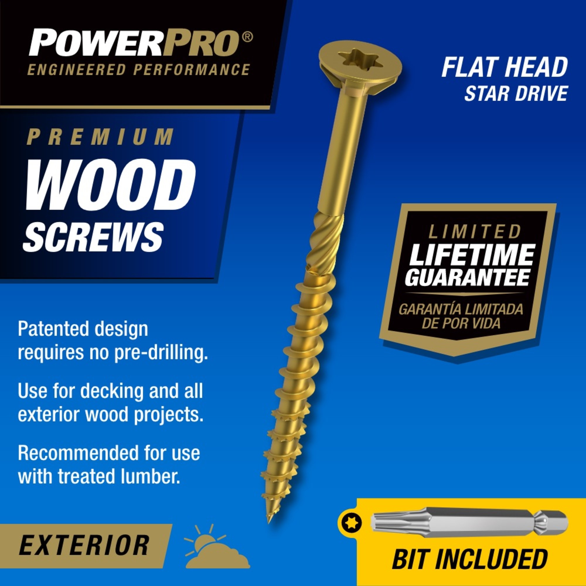 Power Pro Premium Bronze Exterior Wood Screws (#10 x 4 in.) - 900 pc