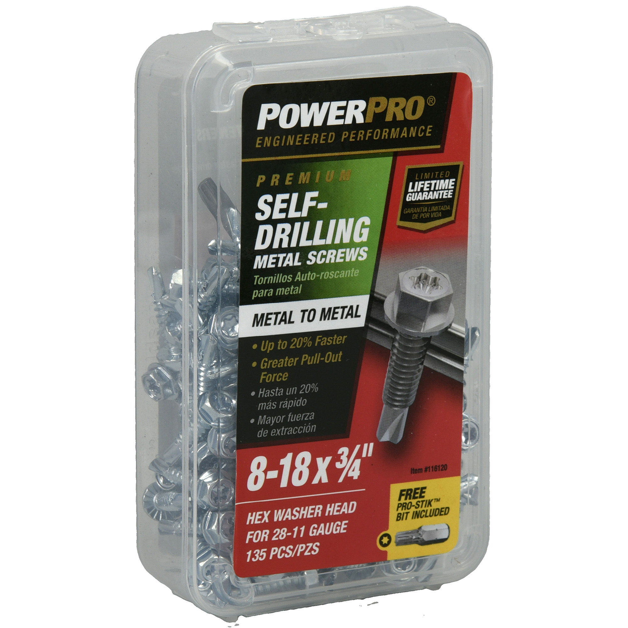 Power Pro Premium Hex Zinc Sheet Metal Self-Drilling Screws (#8-32 x 3/4 in.)-135pc