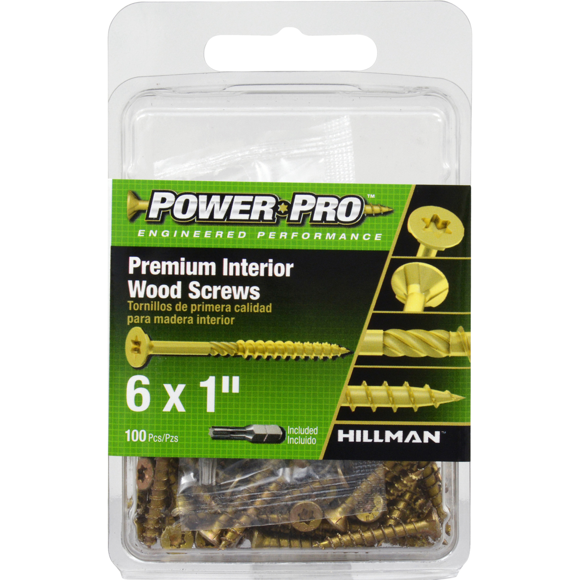 Power Pro Premium Interior Wood Screws (#6 x 1 in.) - 100 pc