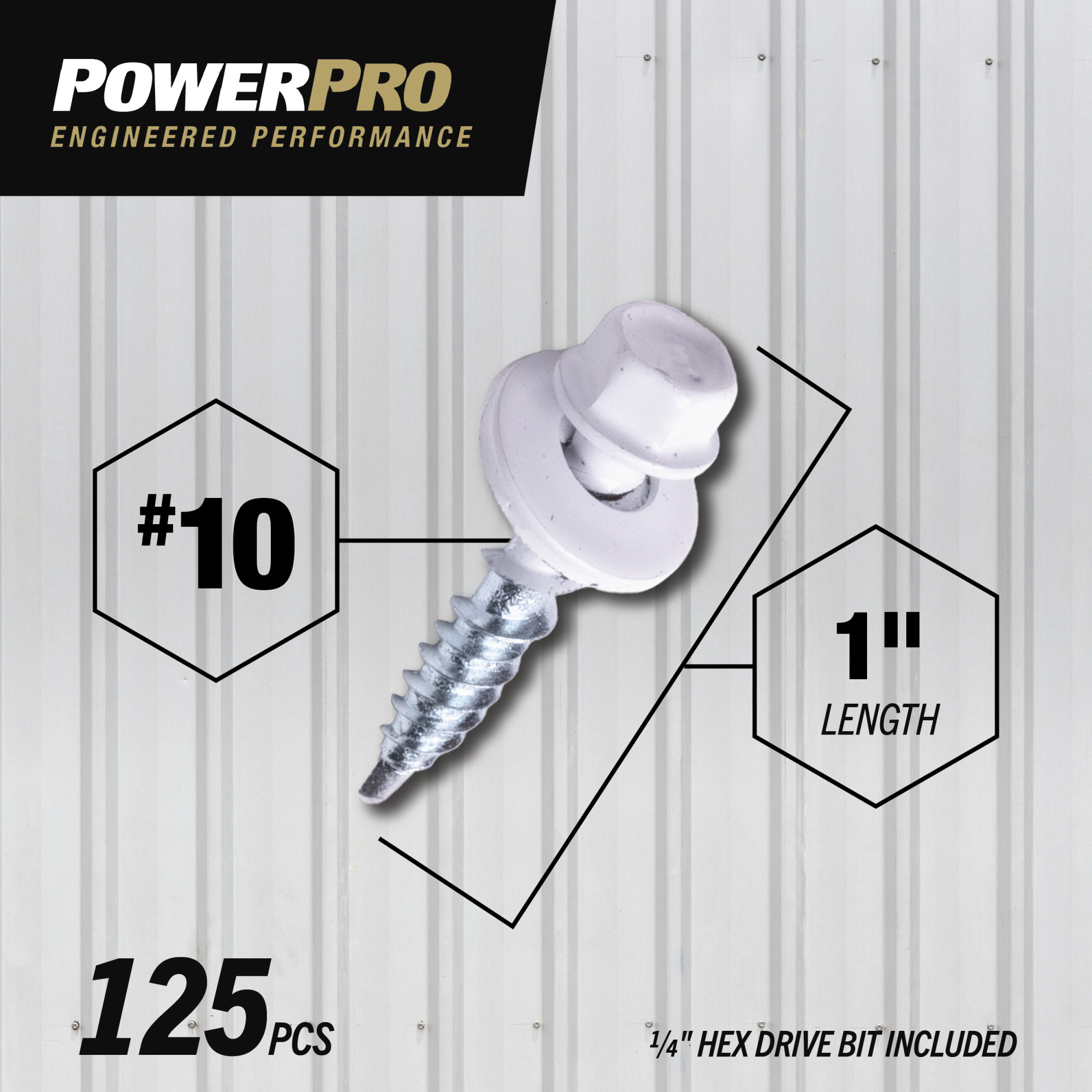 Power Pro White Self Drilling Metal-to-Wood Roofing Screws (#10 x 1 in.) - 125 pc