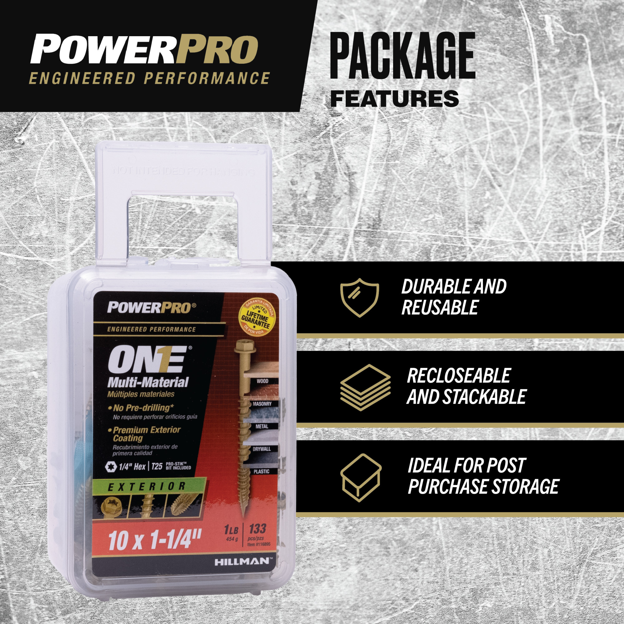 Power Pro ONE Hex Exterior Bronze Multi-Material Screws (#10 x 1-1/4 in.) - 133 pc