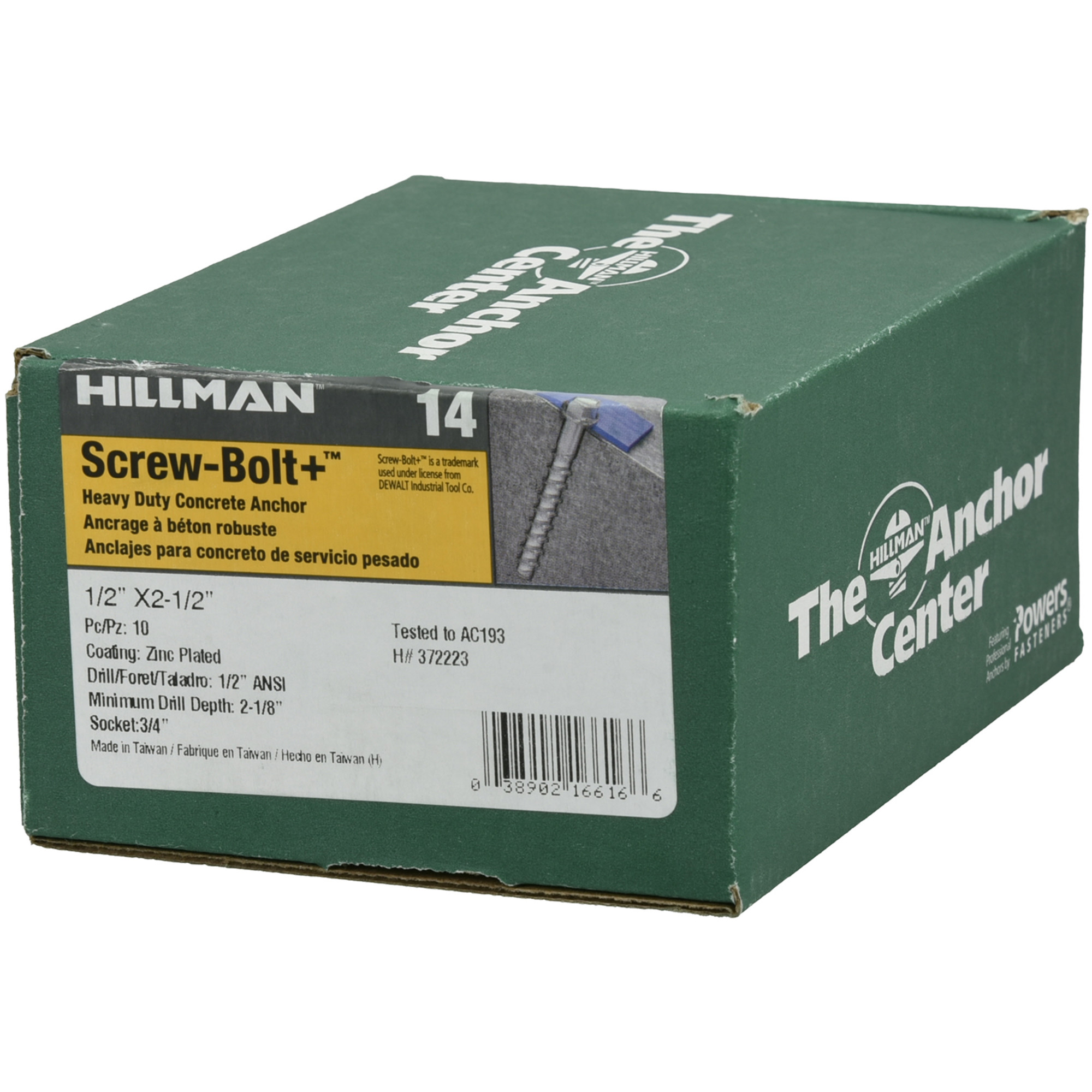 Hillman Screw-Bolt+ Anchor (1/2 in. x 2-1/2 in.) - 10 pc