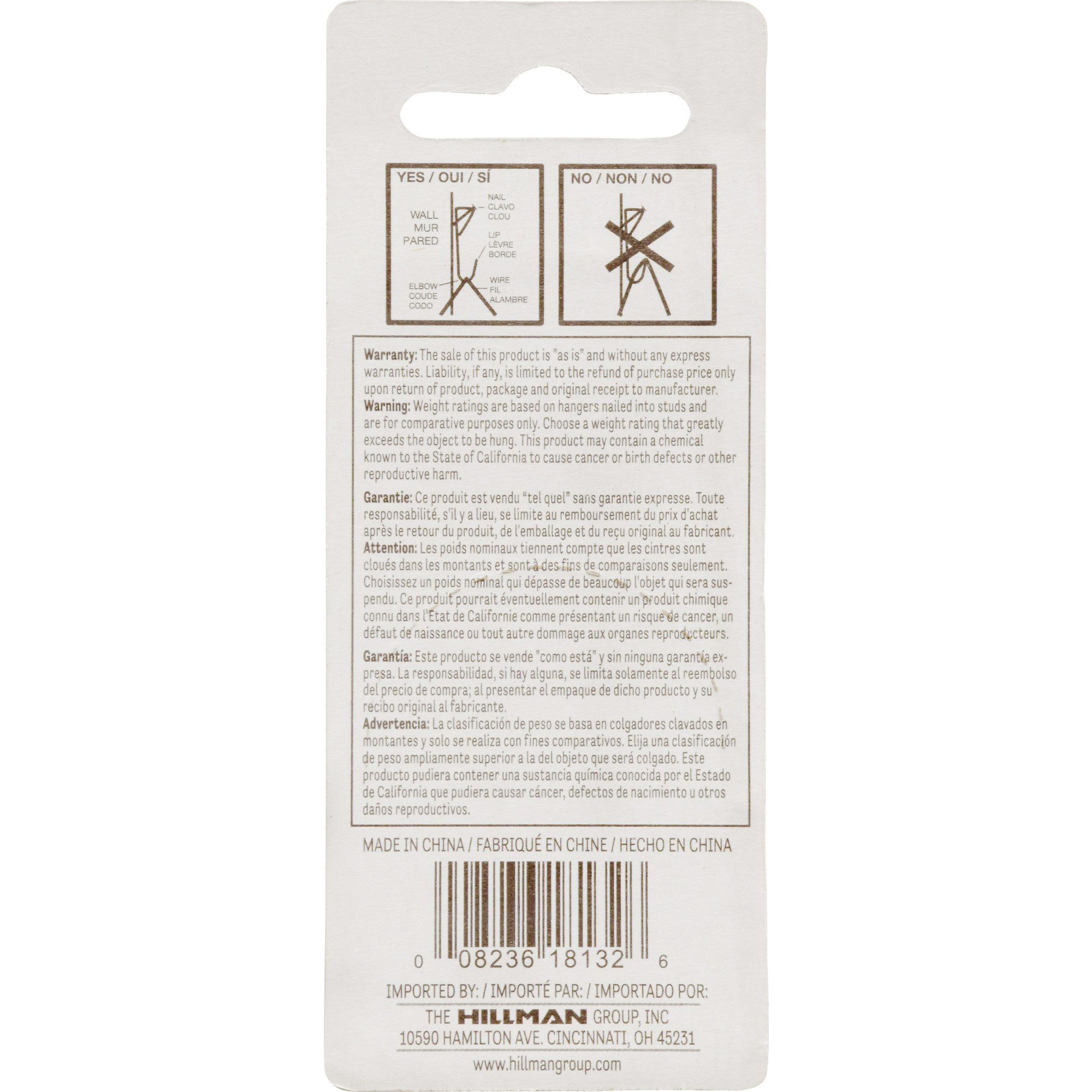 Hillman Conventional Picture Hangers Zinc 10lb 8 Pack