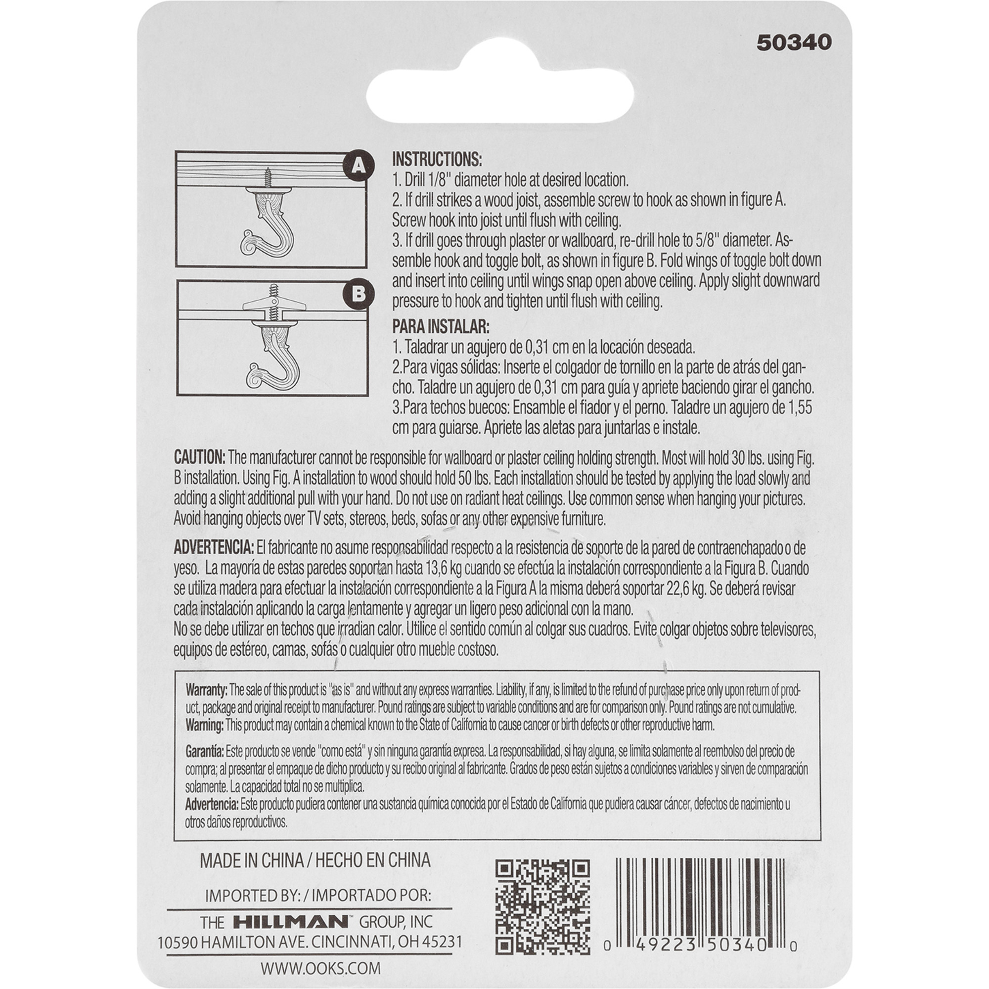 OOK Swag Hooks White 30lb 2 Pack