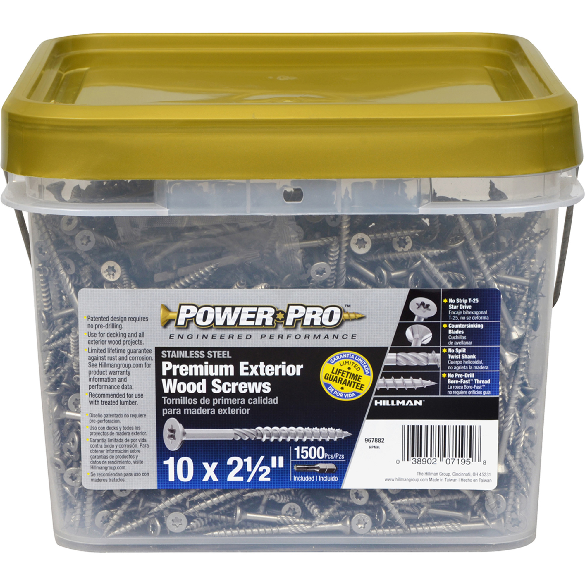 Power Pro Premium 305 Stainless Steel Wood Screws (#10 x 2-1/2 in.) - 1500 pc