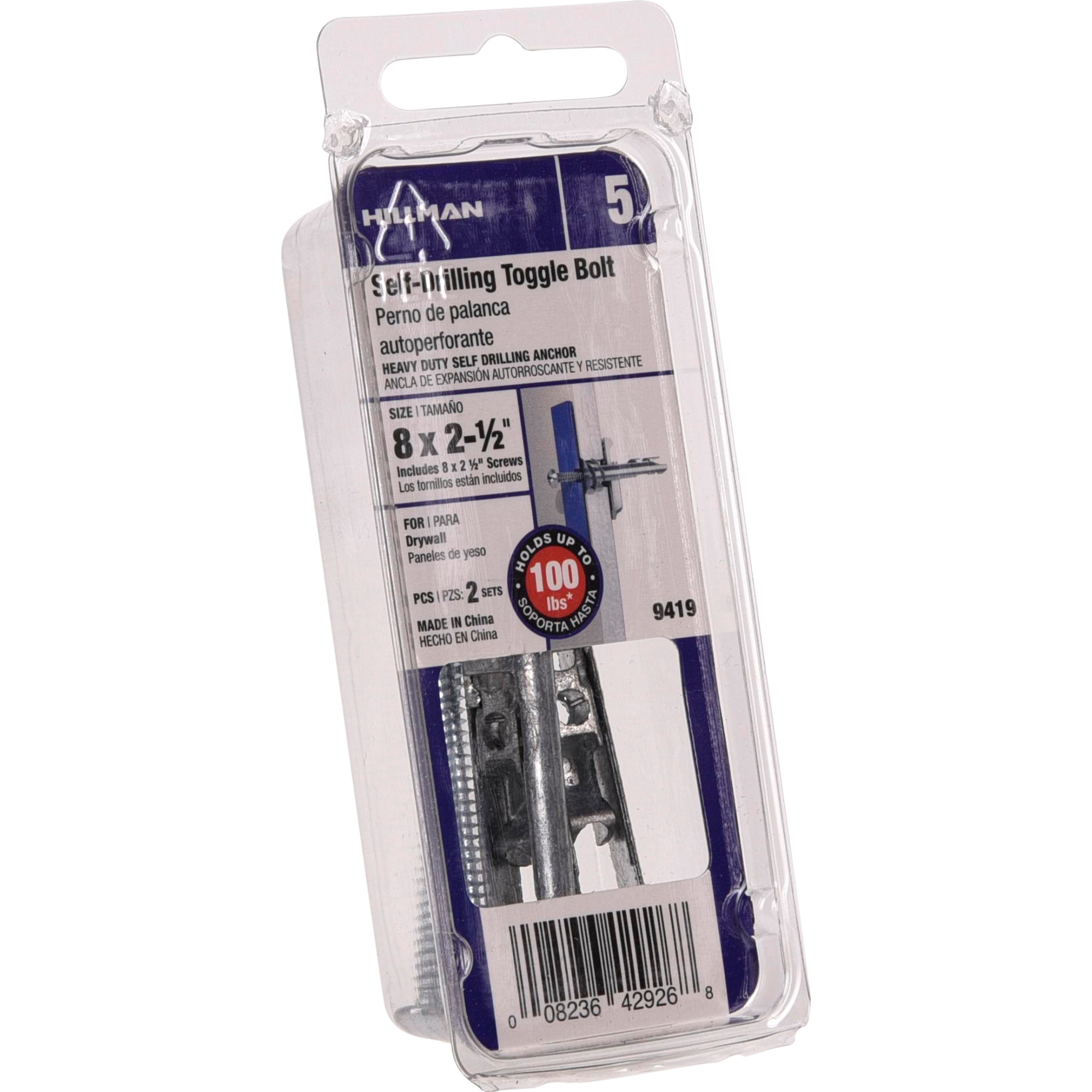 Hillman Self-Drilling Toggle Bolts w/#8 x 2-1/2 in. Screws - 2 pc