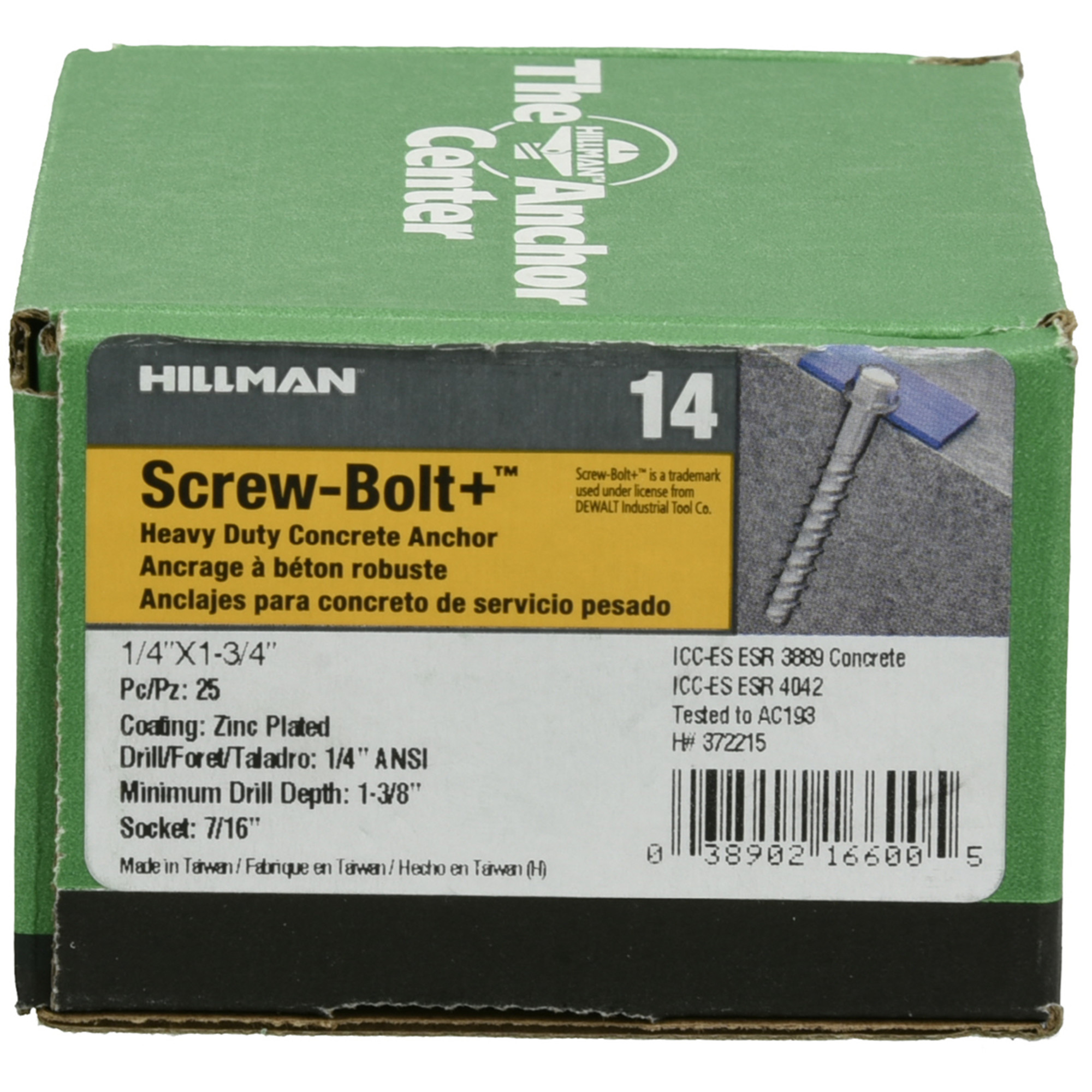 Hillman Screw-Bolt+ Anchor (1/4 in. x 1-3/4 in.) - 25 pc