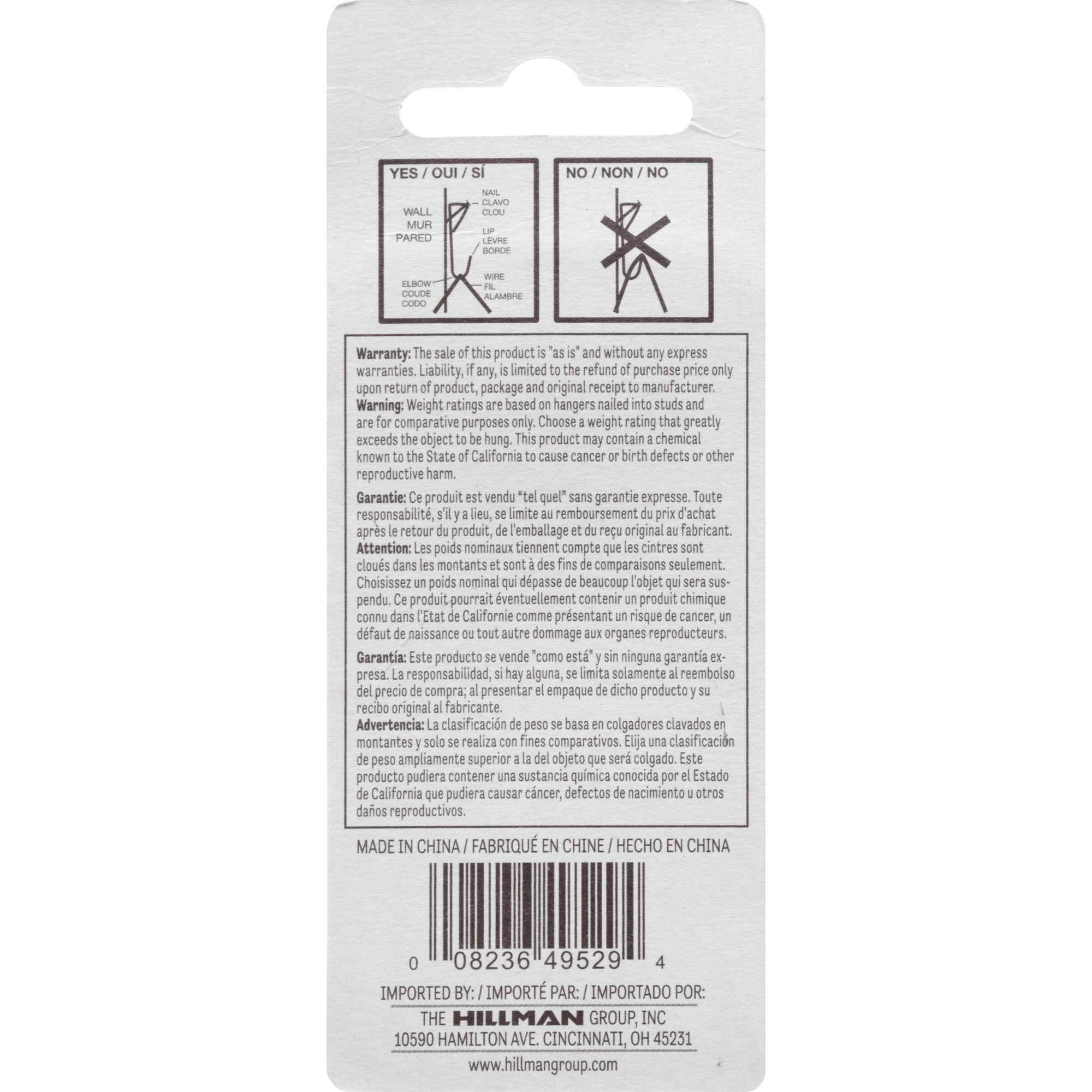 Hillman Professional Picture Hangers Brass 40lb 3 Pack