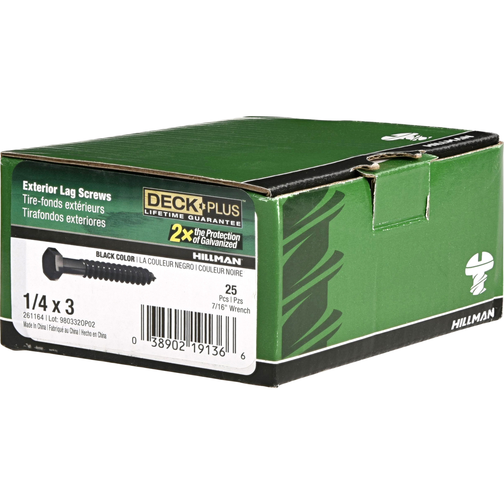 Deck Plus Black Coated Lag Screws 1/4 in. x 3 in.