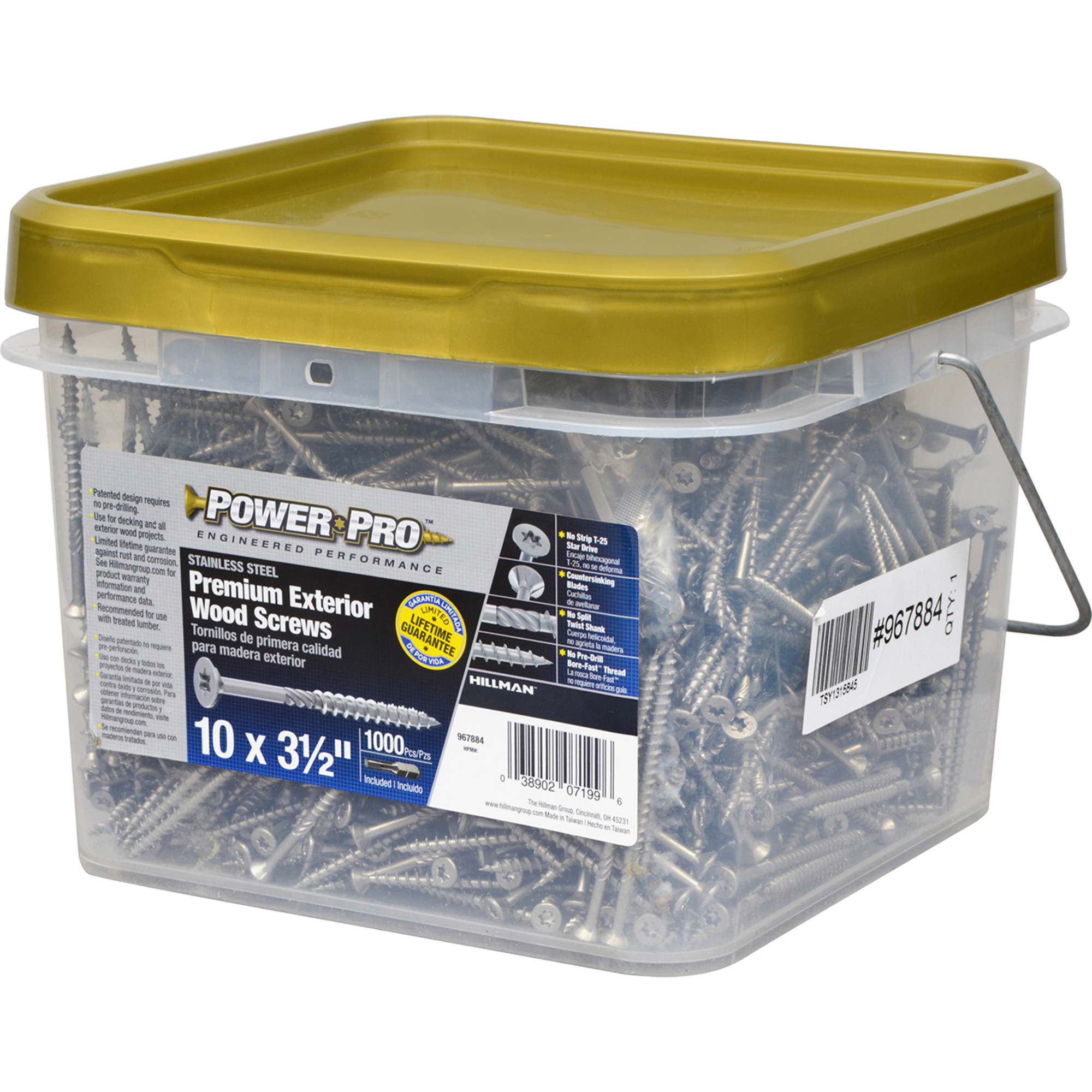 Power Pro Premium 305 Stainless Steel Wood Screws (#10 x 3-1/2 in.) - 1000 pc