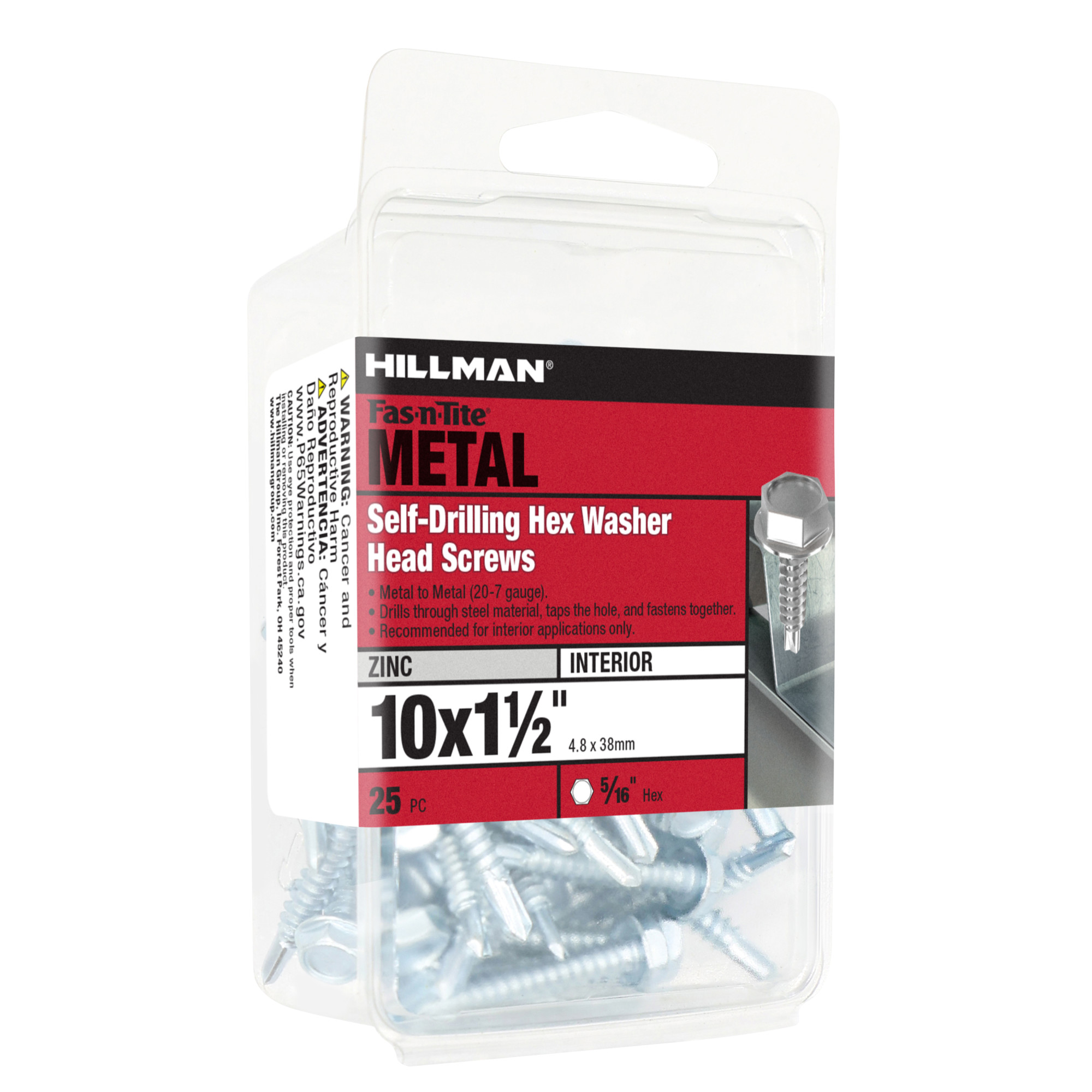 Hillman Zinc Hex Washer Head Self Drilling Screws (#10-16 x 1-1/2 in.)