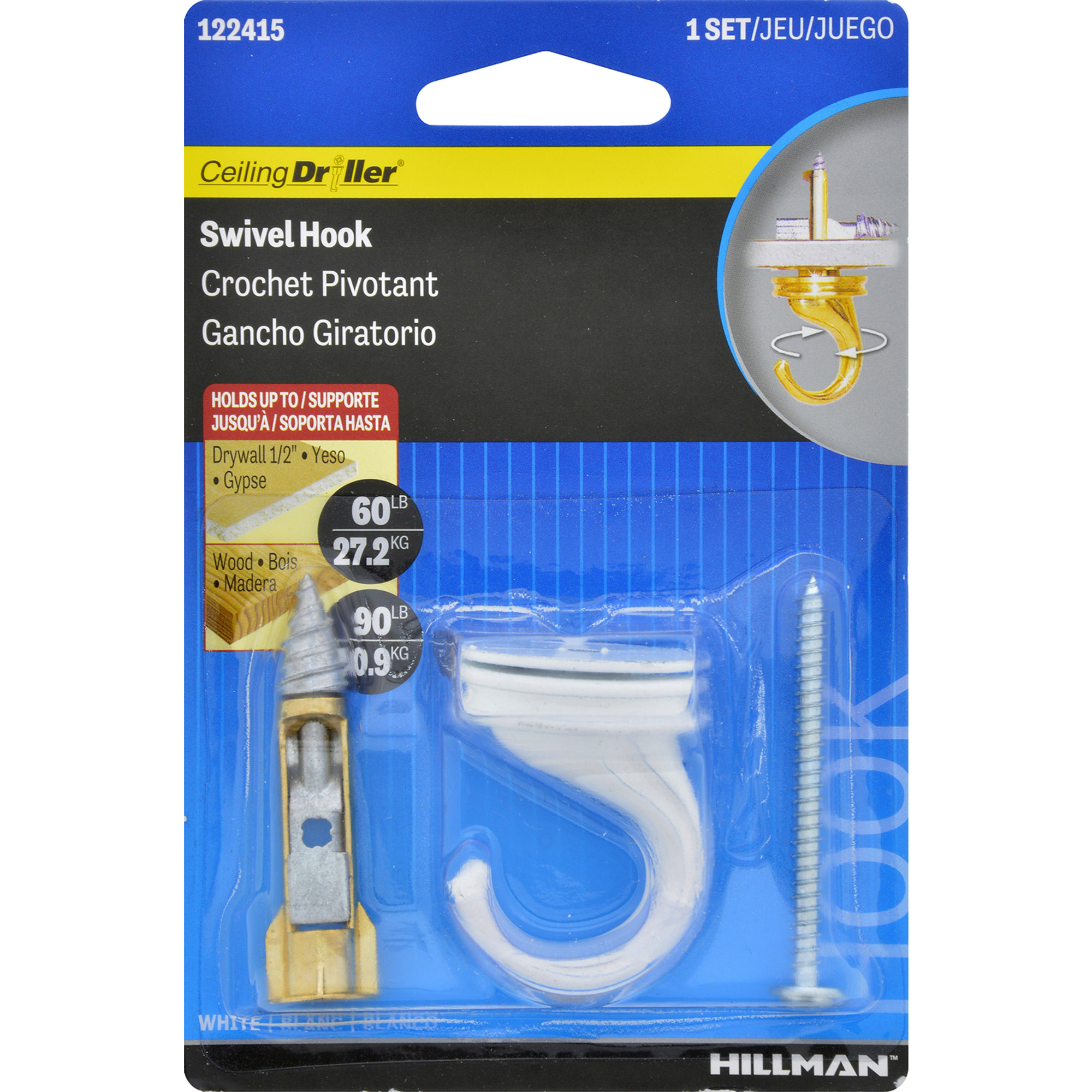 Hillman COBRA White Ceiling Hook 40lb