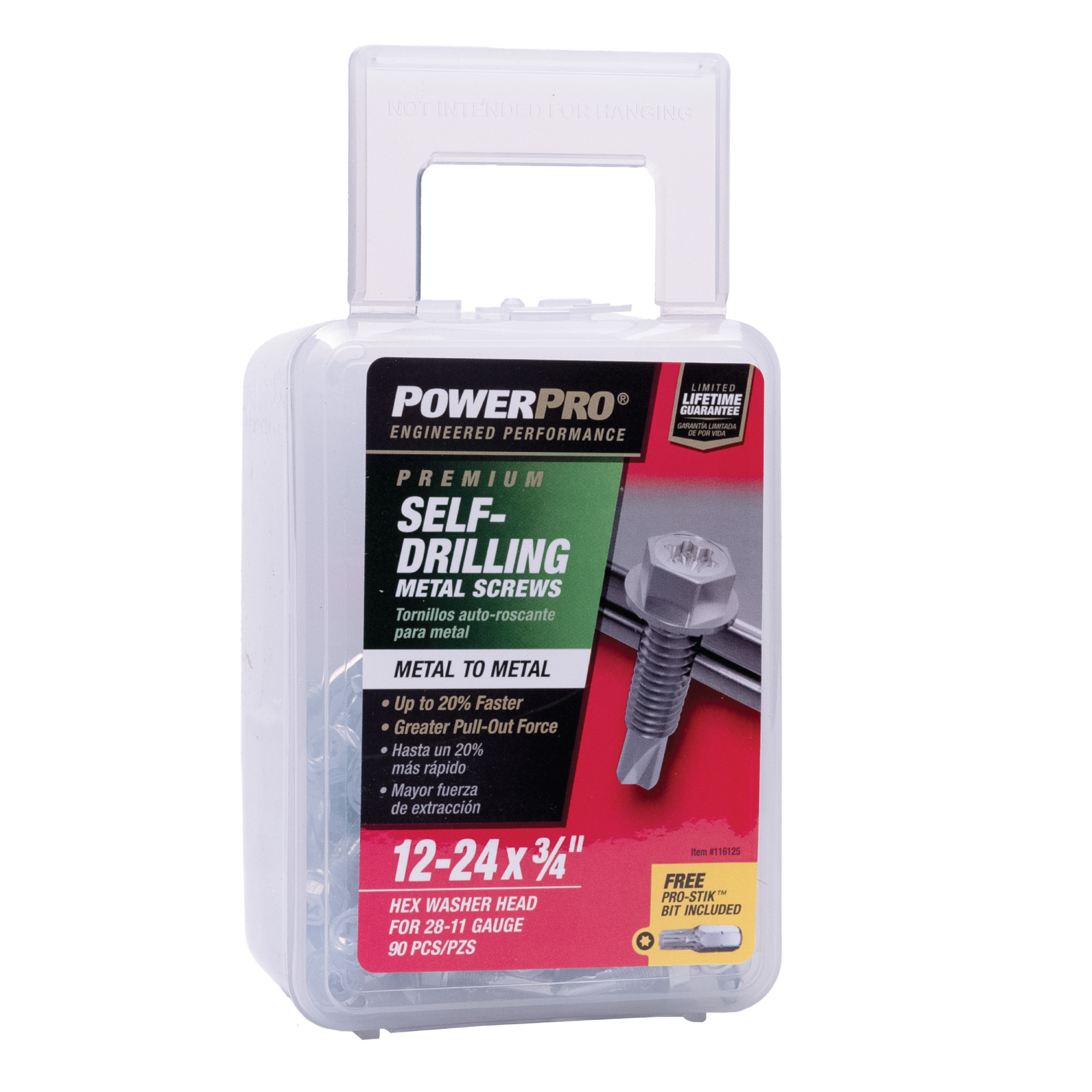 Power Pro Premium Hex Zinc Sheet Metal Self-Drilling Screws (#12-24 x 3/4 in.)-90pc