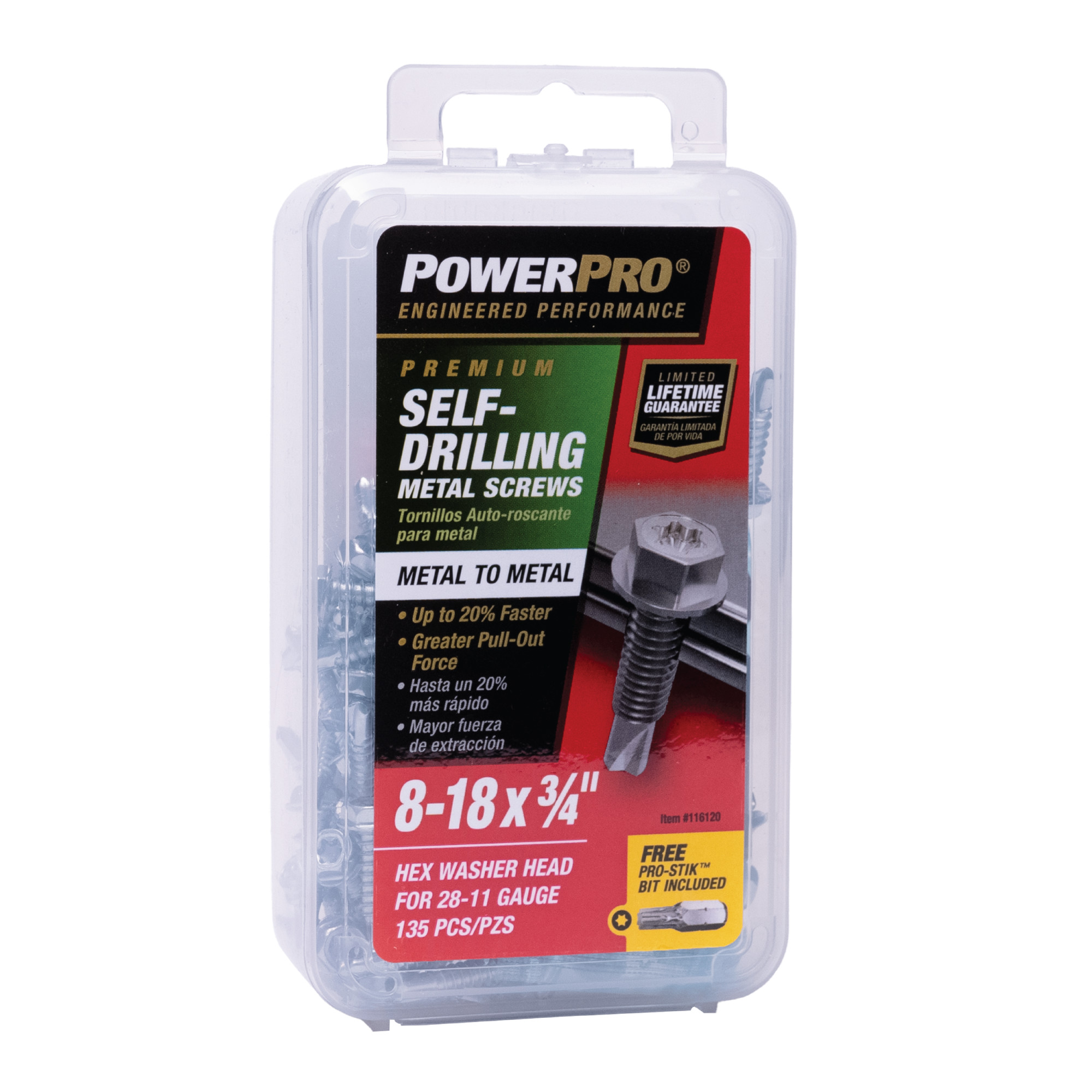 Power Pro Premium Hex Zinc Sheet Metal Self-Drilling Screws (#8-32 x 3/4 in.)-135pc